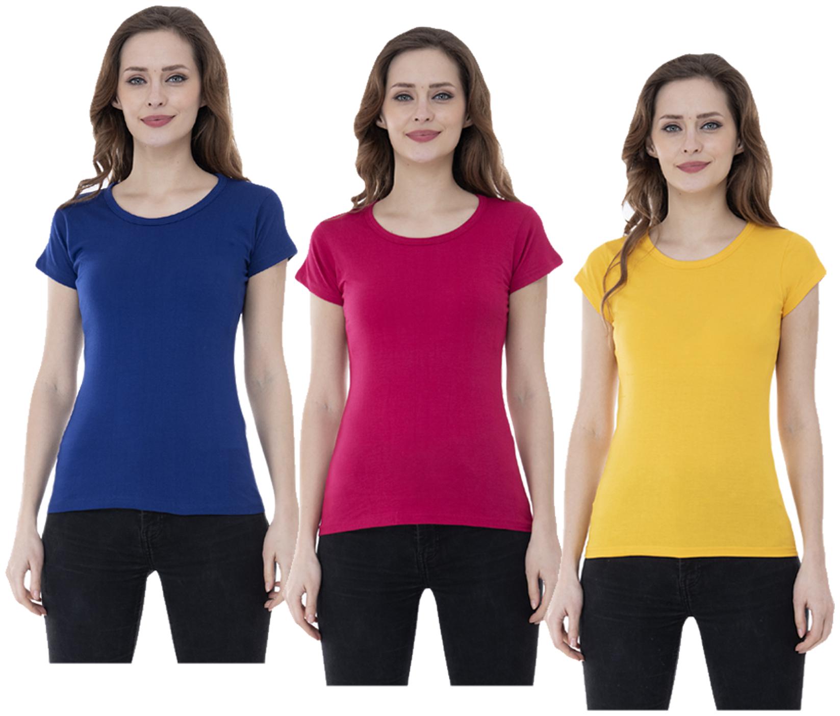 

Indiweaves Women Multi Regular fit Round neck Cotton T shirt
