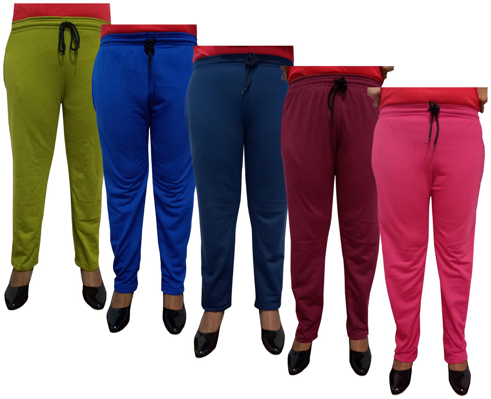 

Indiweaves Women Regular fit Fleece Solid Track pants - Multi
