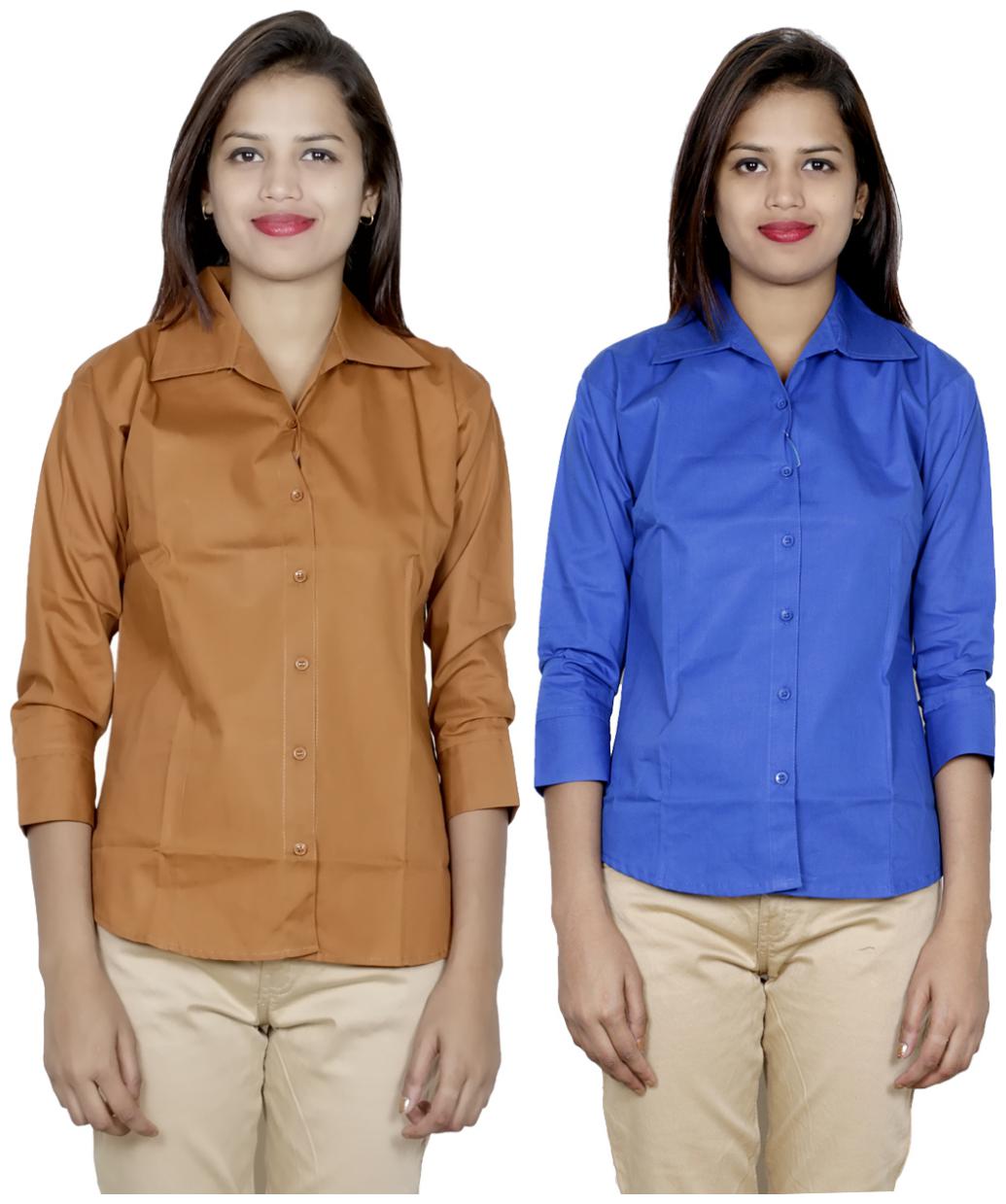 

Indiweaves Women Brown Solid Regular Fit Shirt