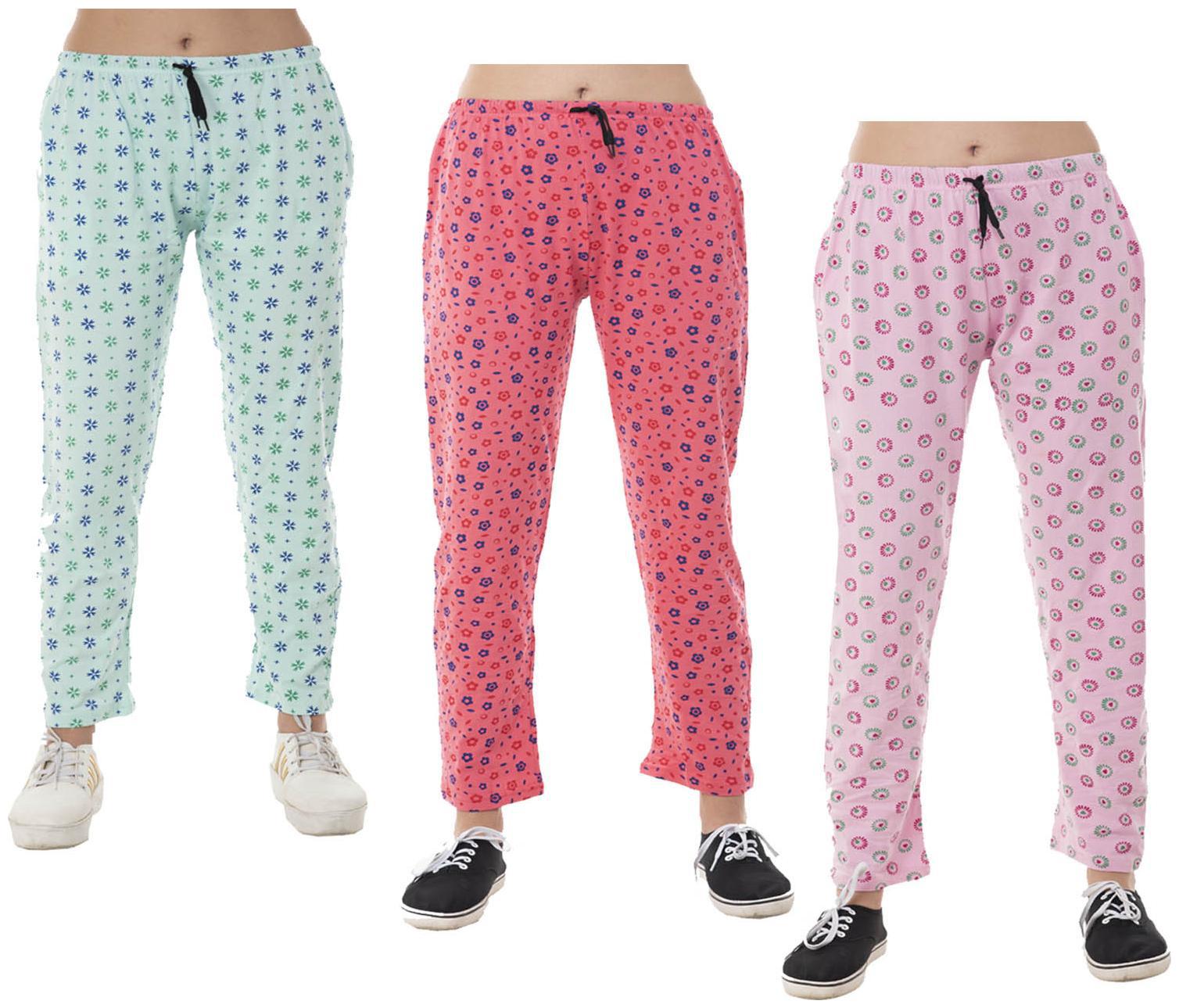 

Indiweaves Women Regular fit Cotton Printed Track pants - Pink