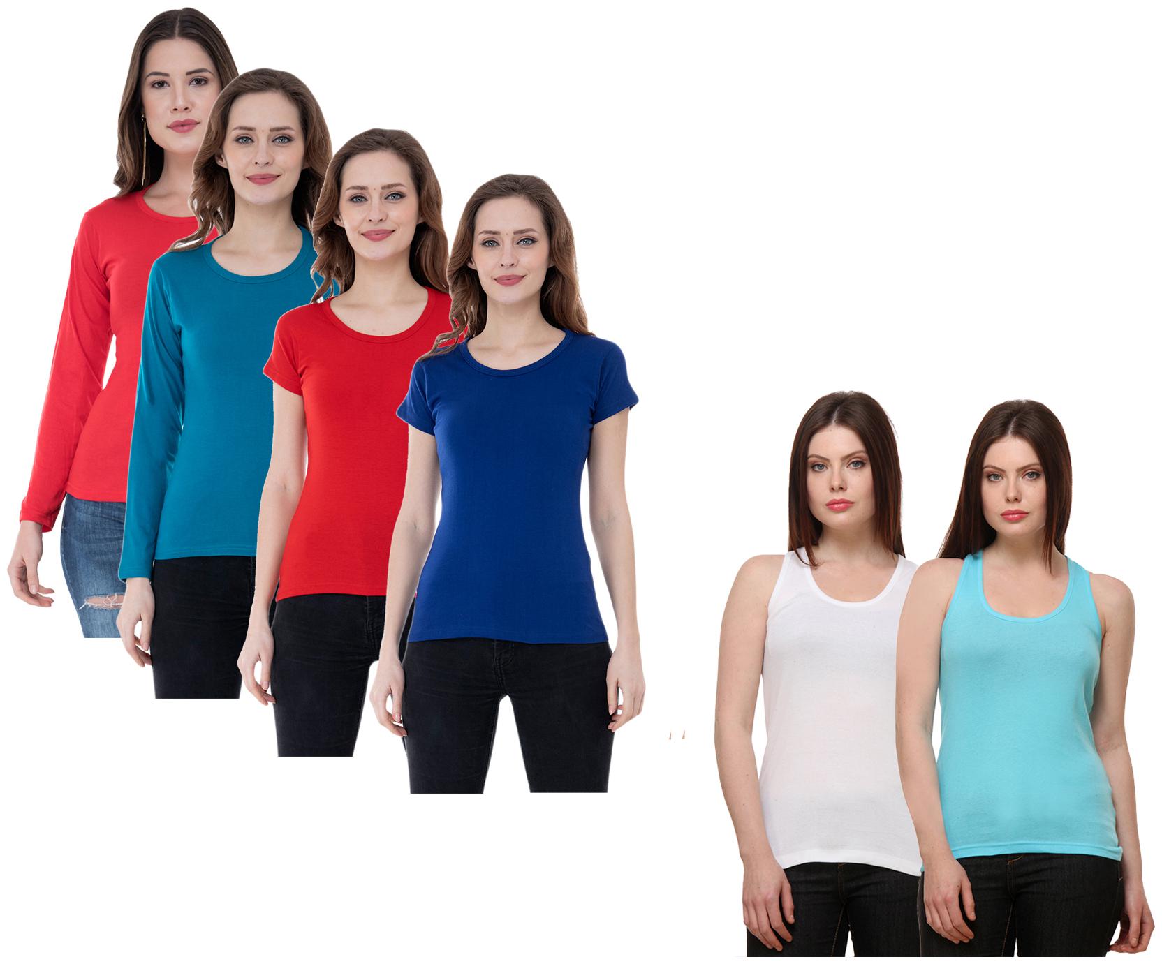 

Indiweaves Women Multi Regular fit Round neck Cotton Tank top