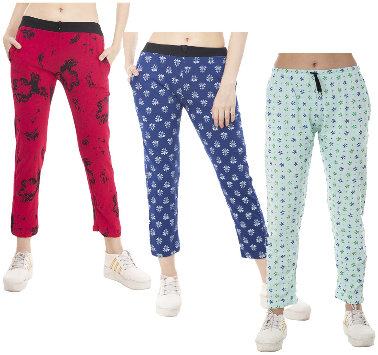 

Indiweaves Women Regular fit Cotton Printed Track pants - Multi