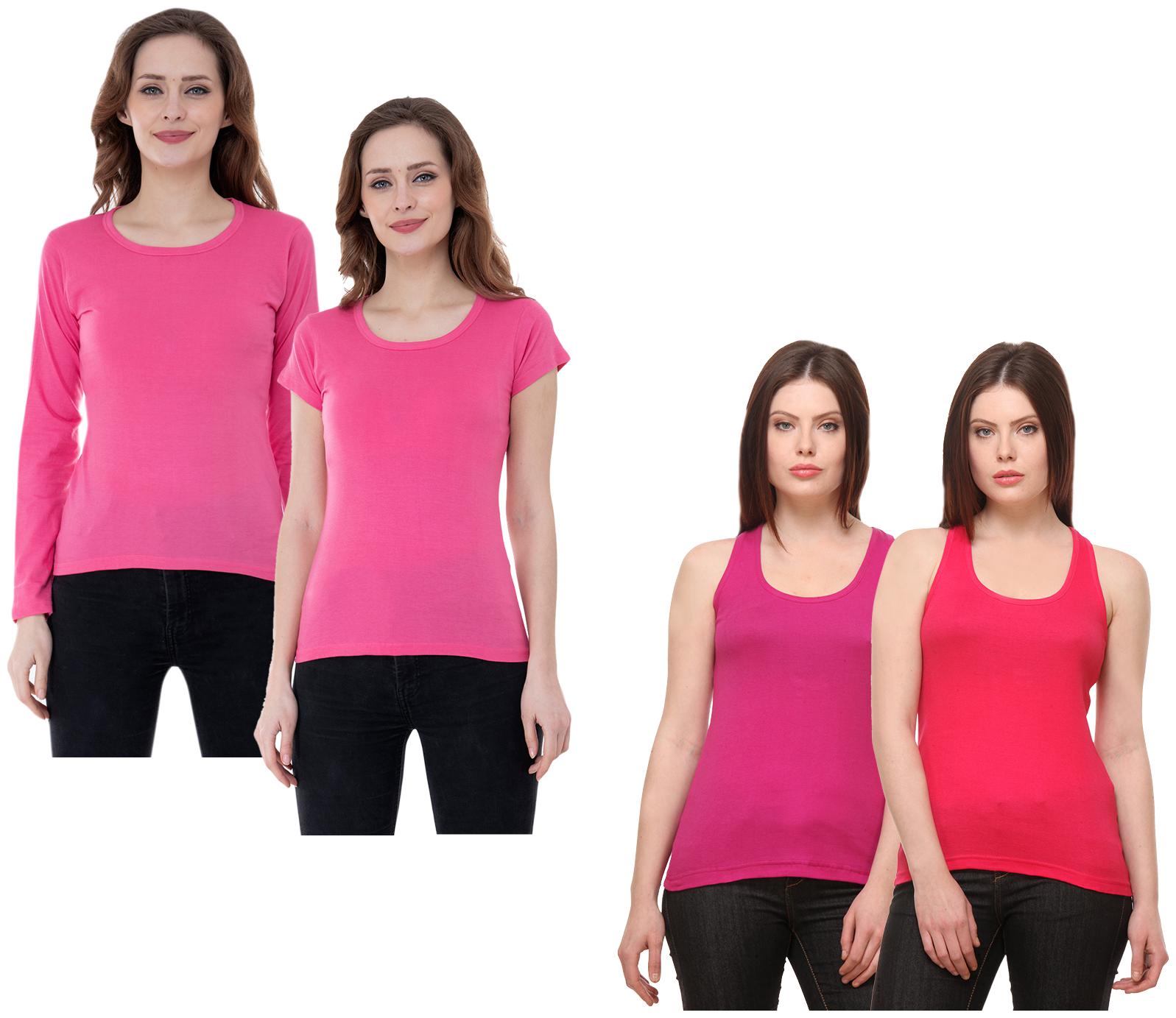 

Indiweaves Women Multi Regular fit Round neck Cotton Tank top