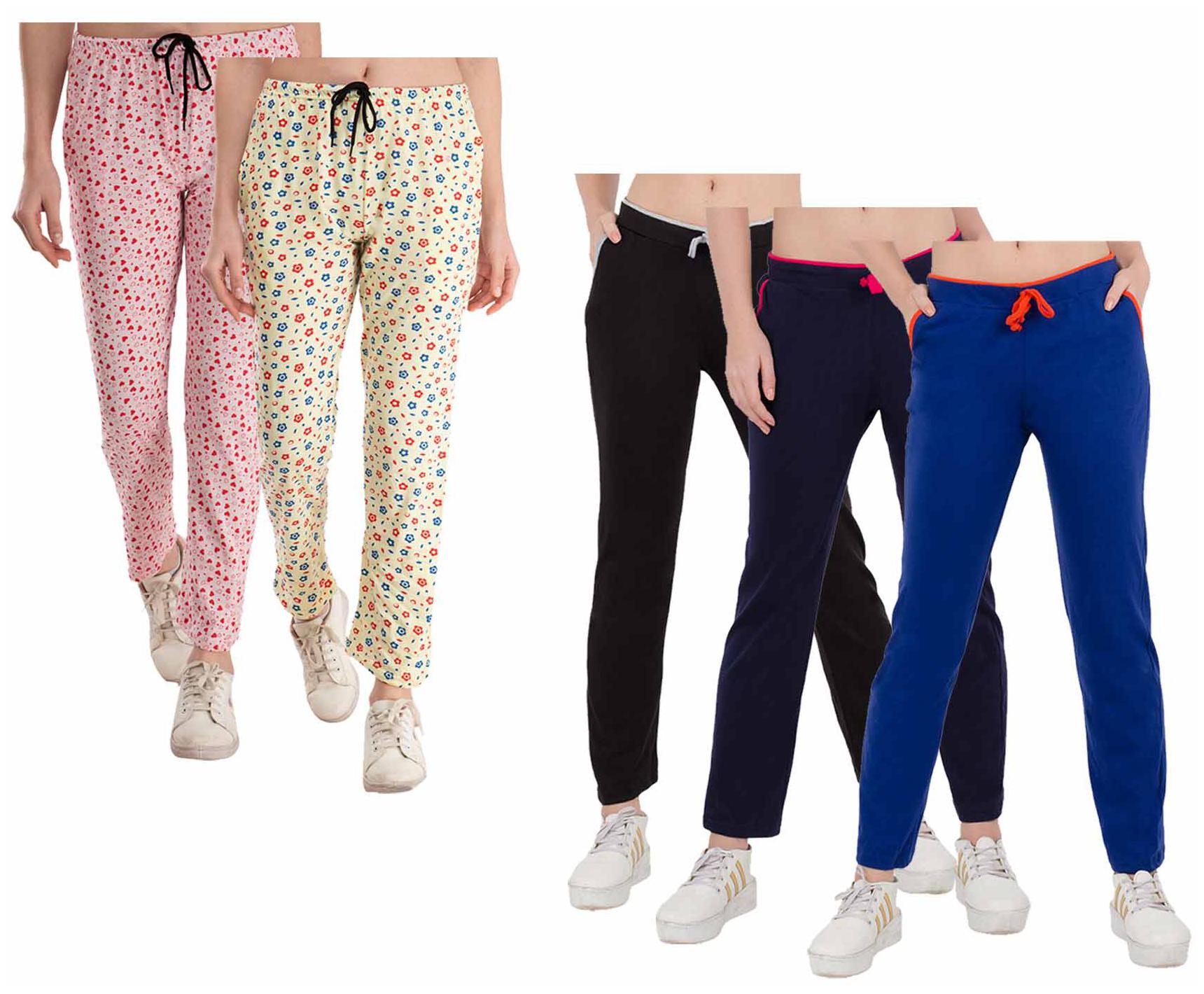 

Indiweaves Women Regular fit Cotton Printed Track pants - Multi