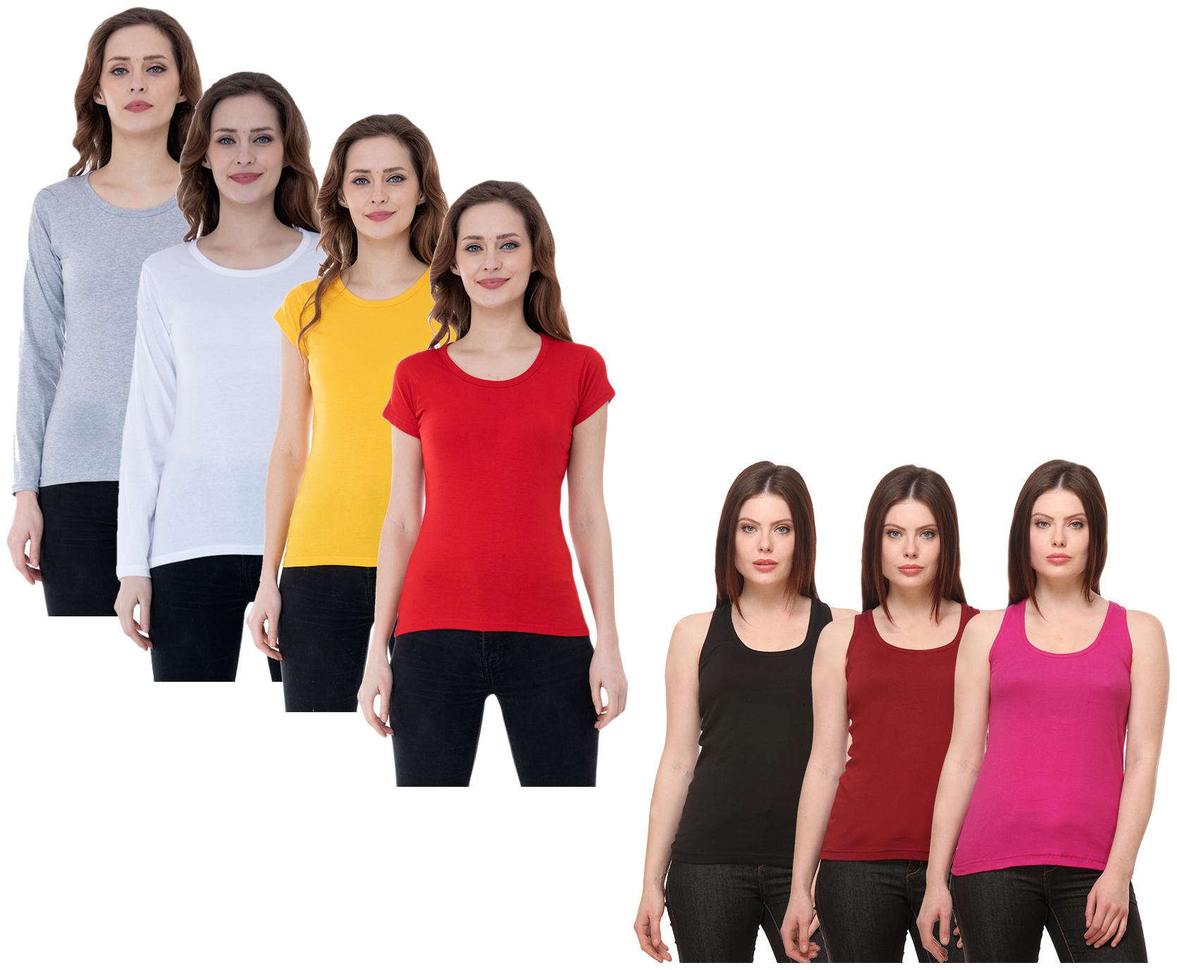 

Indiweaves Women Multi Regular fit Round neck Cotton Tank top
