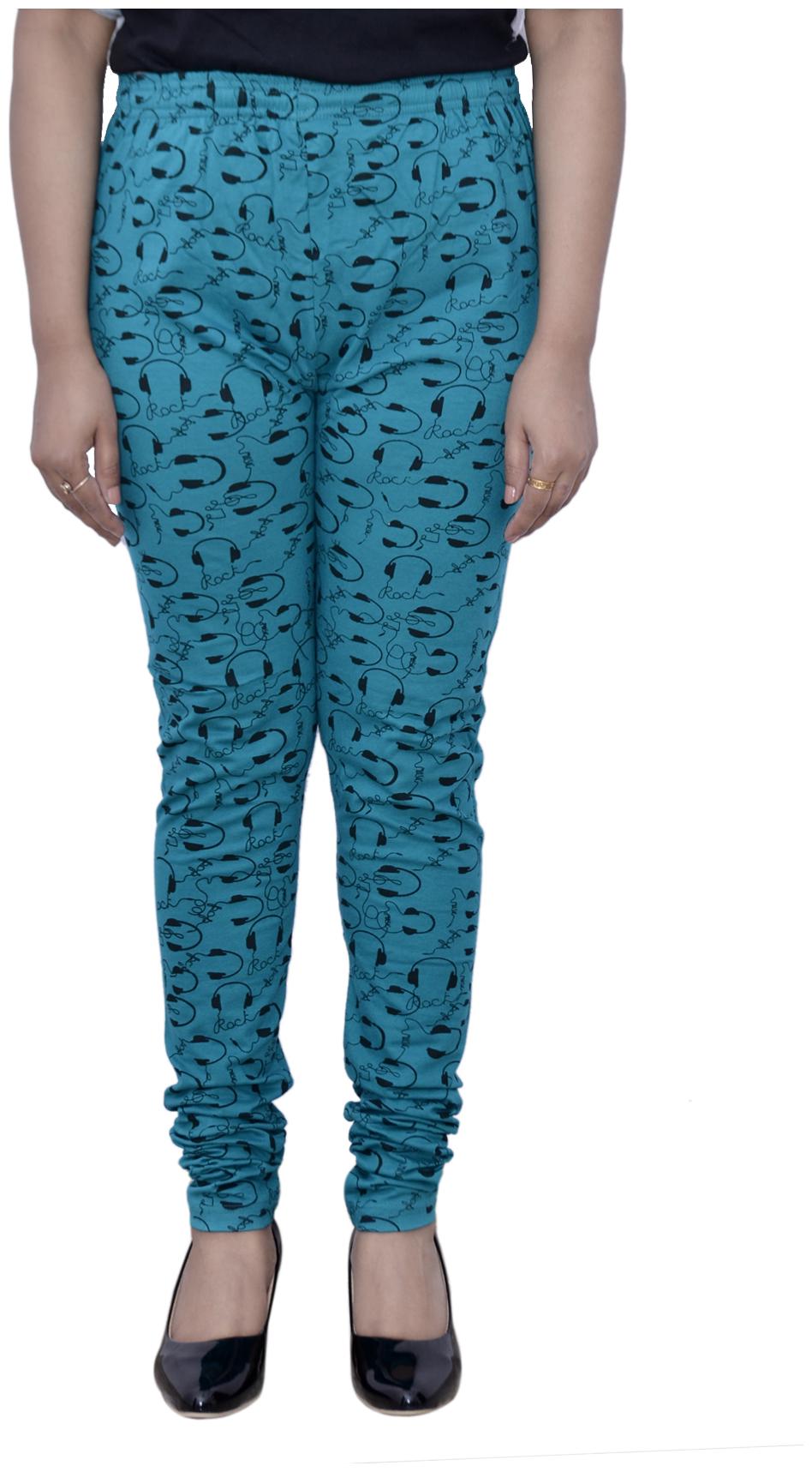 

IndiWeaves Women Cotton Printed leggings Turquoise color