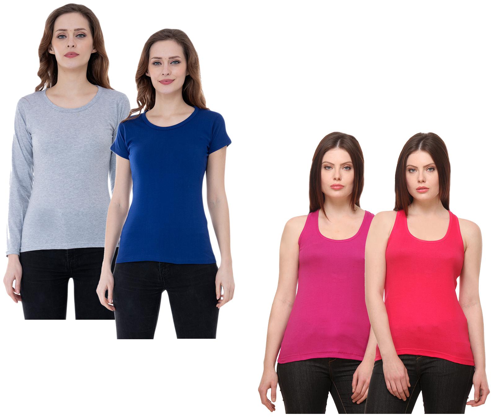 

Indiweaves Women Multi Regular fit Round neck Cotton Tank top