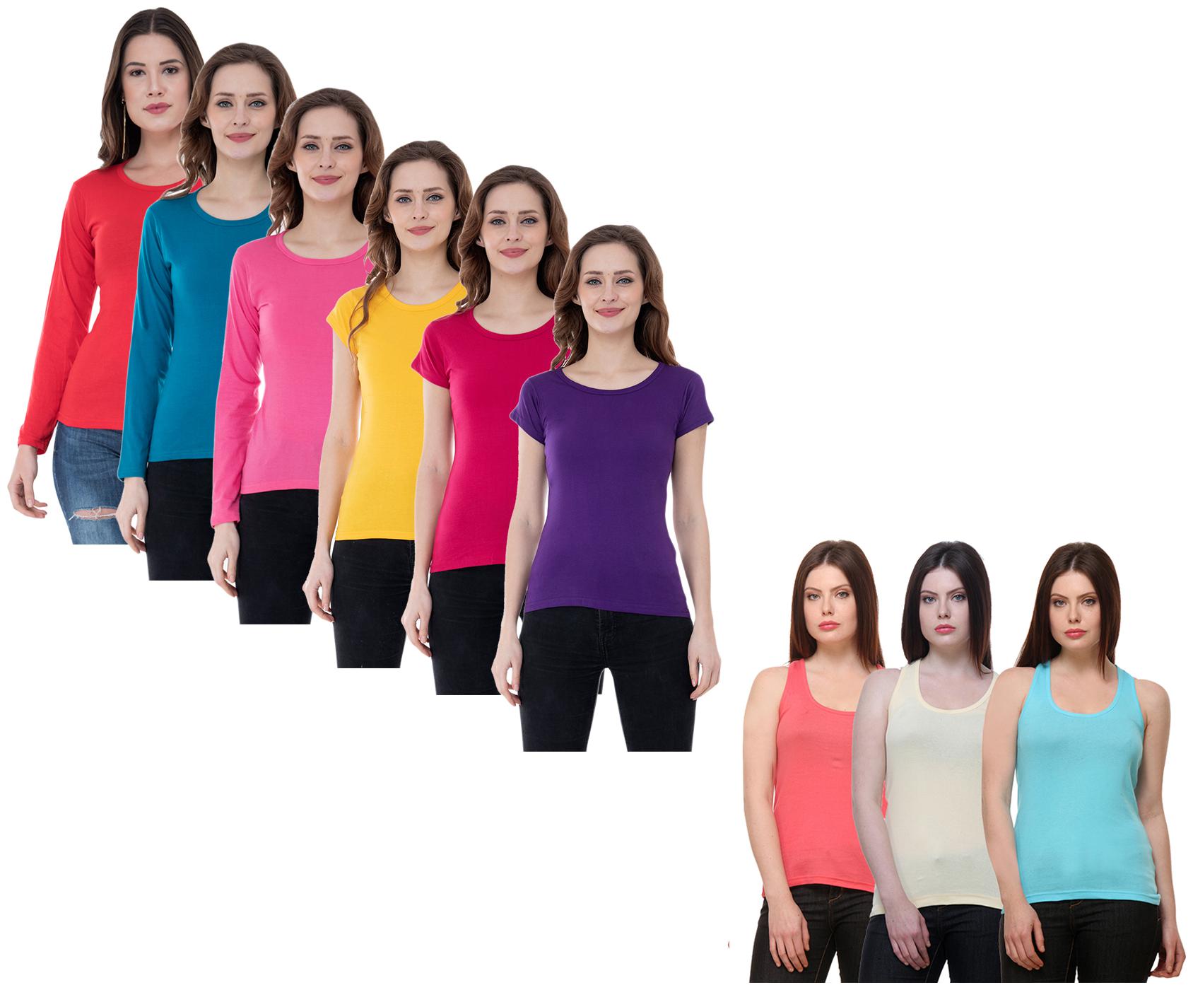 

Indiweaves Women Multi Regular fit Round neck Cotton Tank top