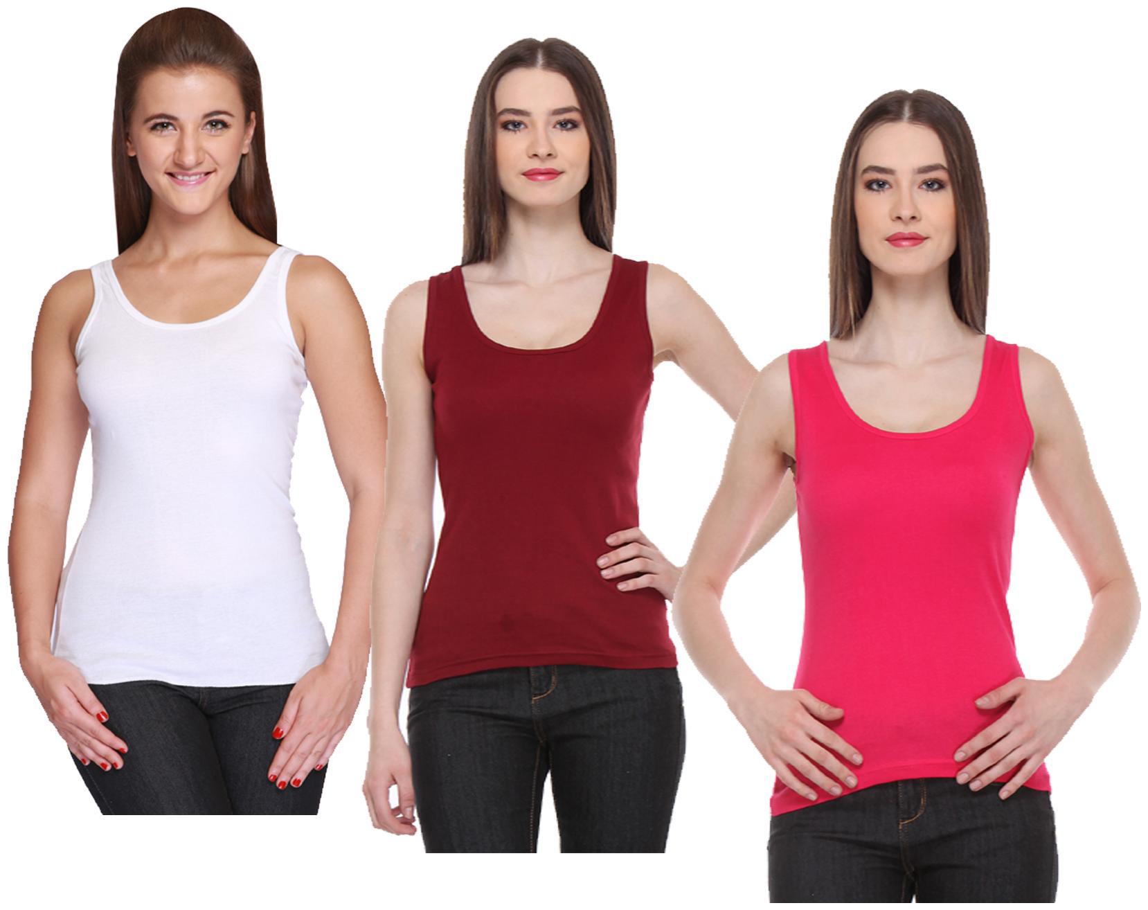 

Indiweaves Women Multi Regular fit U neck Cotton Tank top
