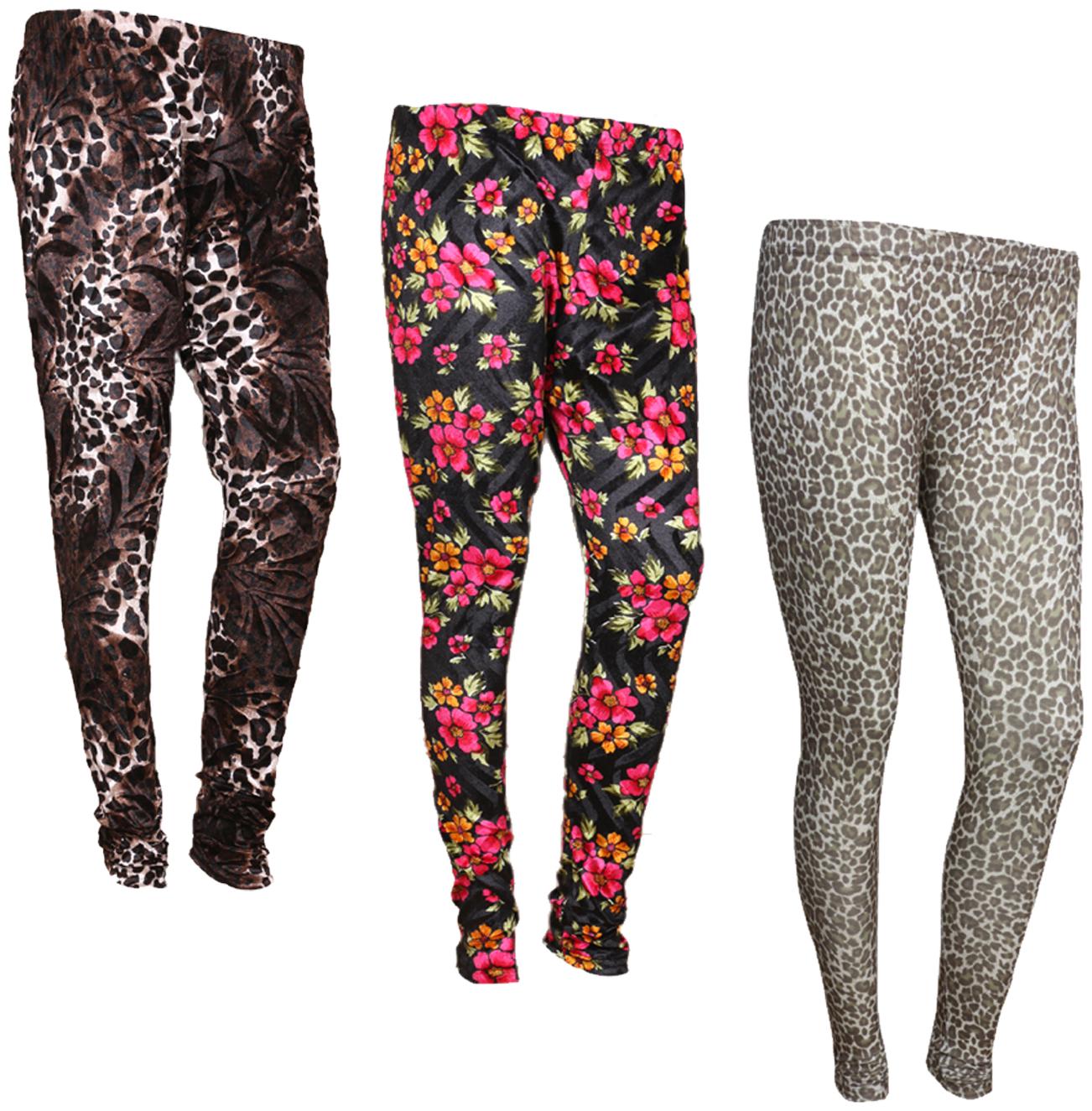 

IndiWeaves Women Cotton Printed Legging and Velvet Printed Leggings (Pack of 3)