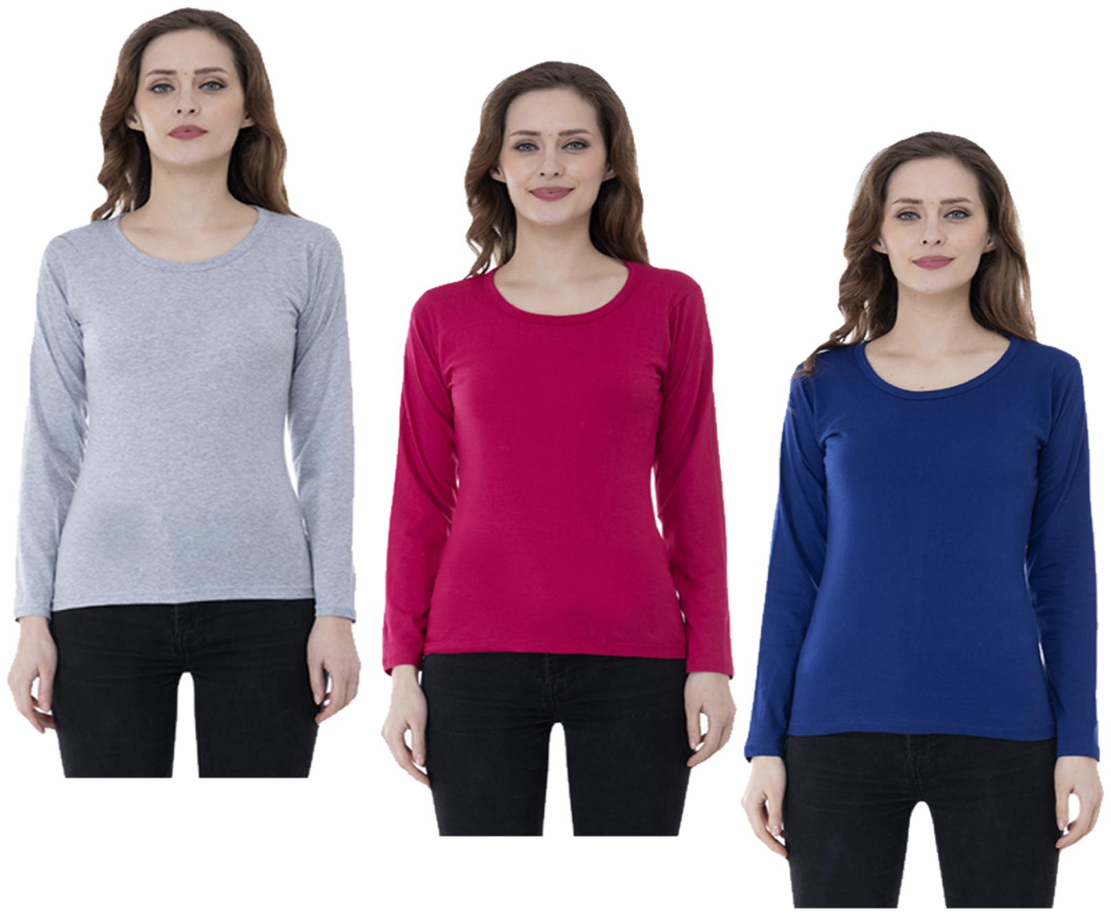 

Indiweaves Women Multi Regular fit Round neck Cotton T shirt