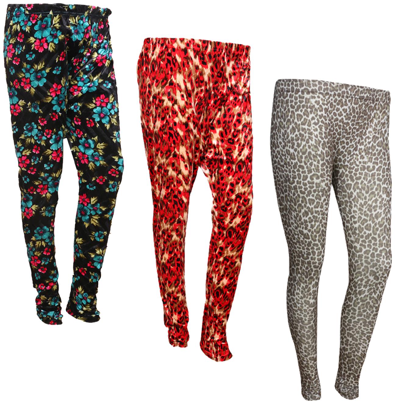 

IndiWeaves Women Cotton Printed Legging and Velvet Printed Leggings (Pack of 3)