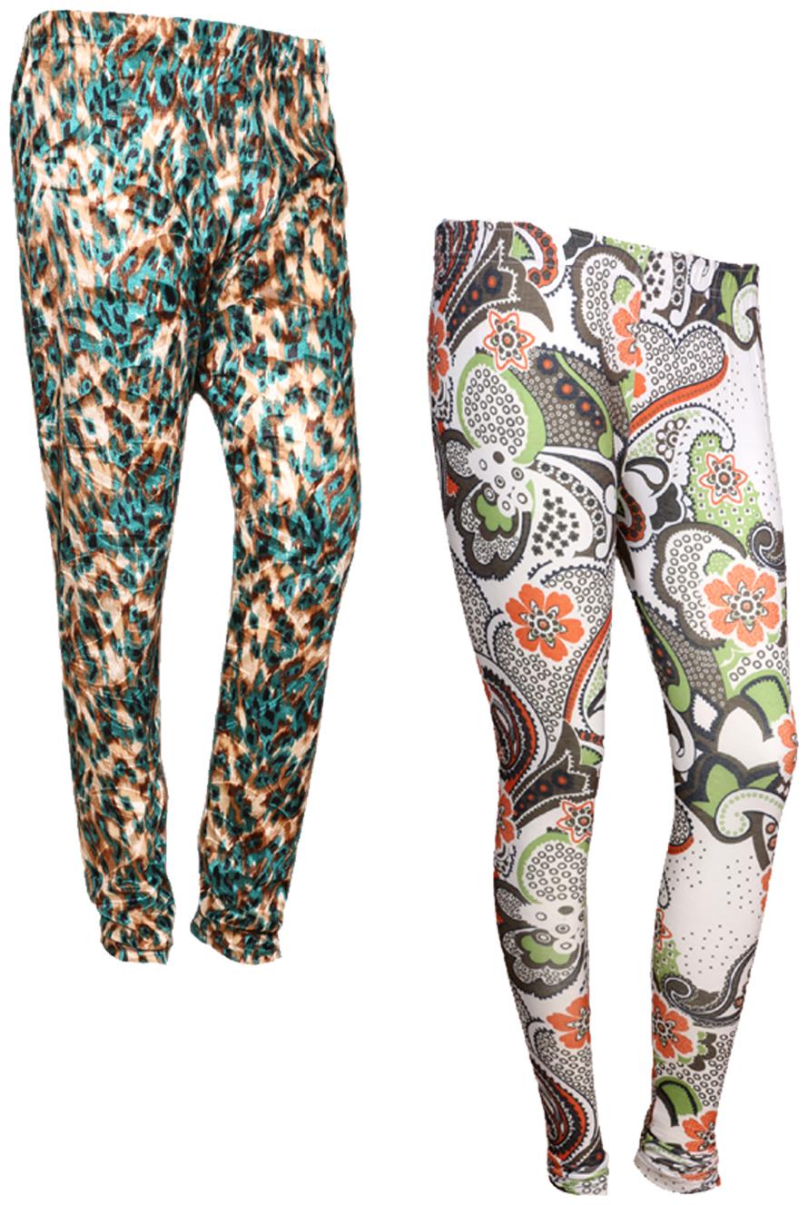

IndiWeaves Women Cotton Printed Legging and Velvet Printed Leggings (Pack of 2)