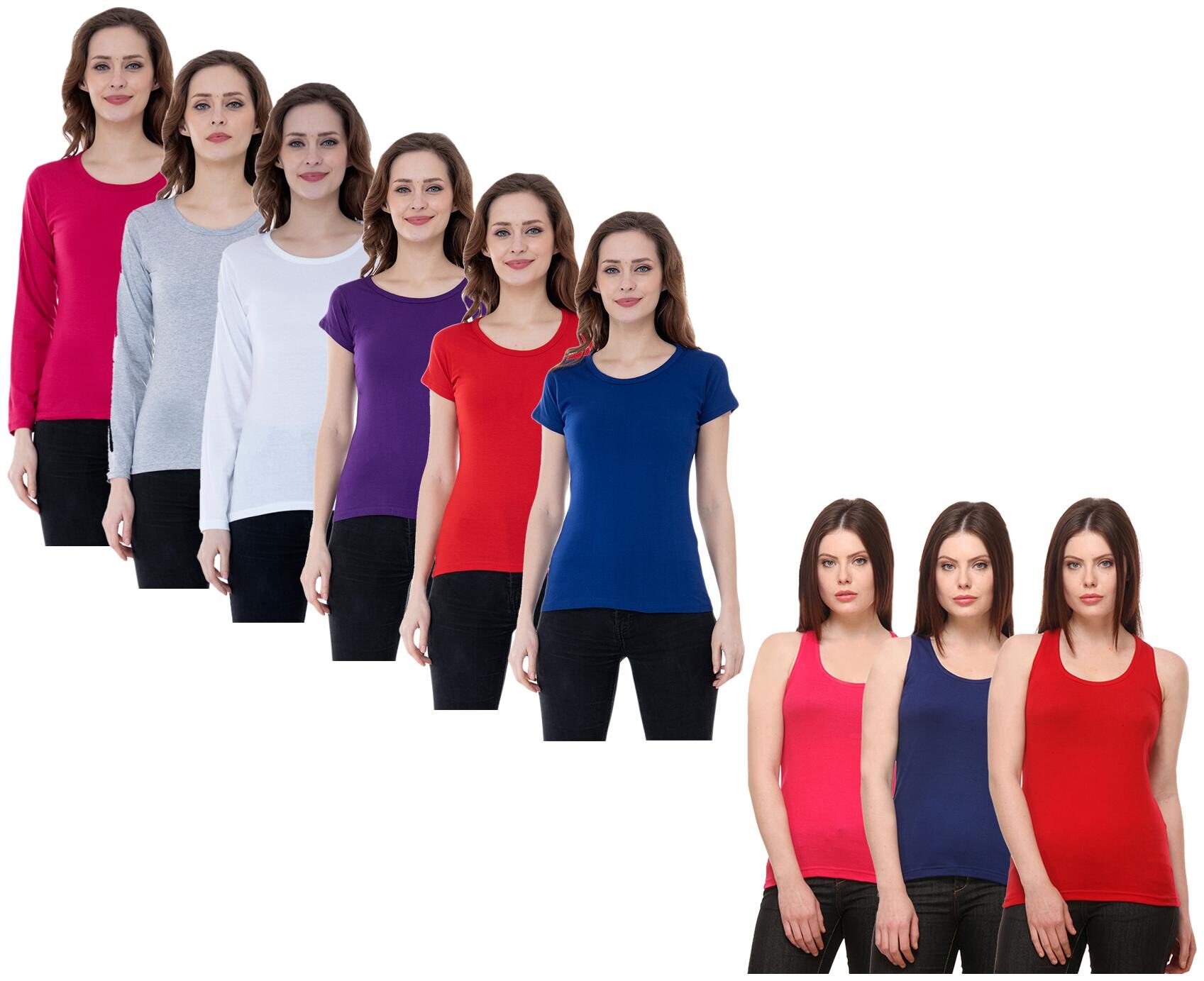 

Indiweaves Women Multi Regular fit Round neck Cotton Tank top