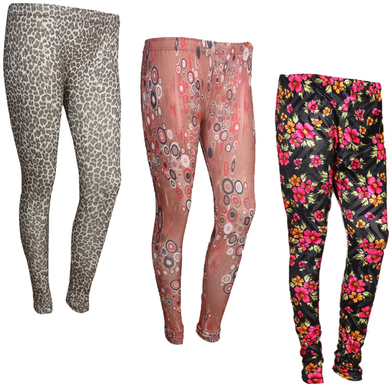 

IndiWeaves Women Cotton Printed Legging and Velvet Printed Leggings (Pack of 3)