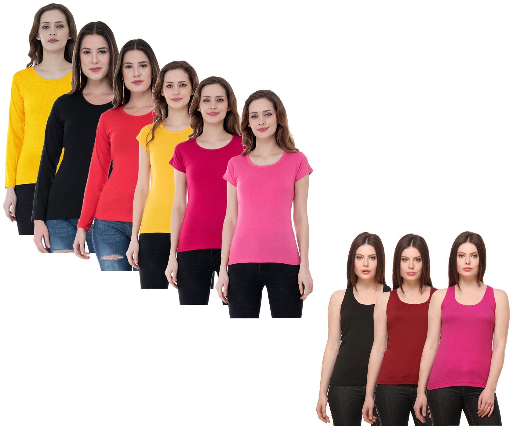 

Indiweaves Women Multi Regular fit Round neck Cotton Tank top