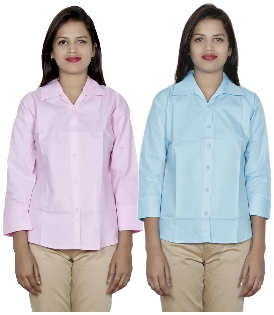 

Indiweaves Women Pink Solid Regular Fit Shirt