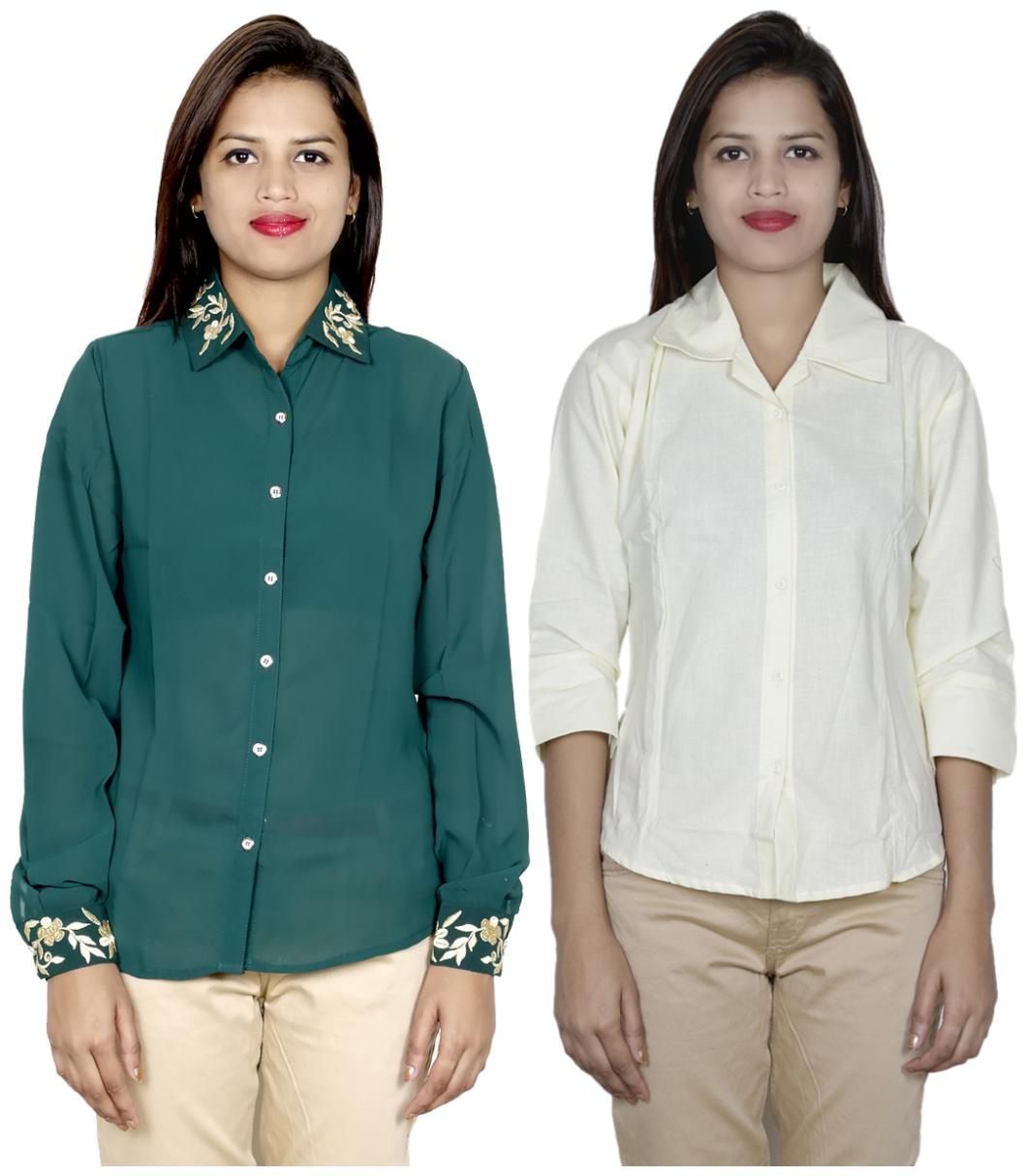 

Indiweaves Women Multi Embroidered Regular Fit Shirt