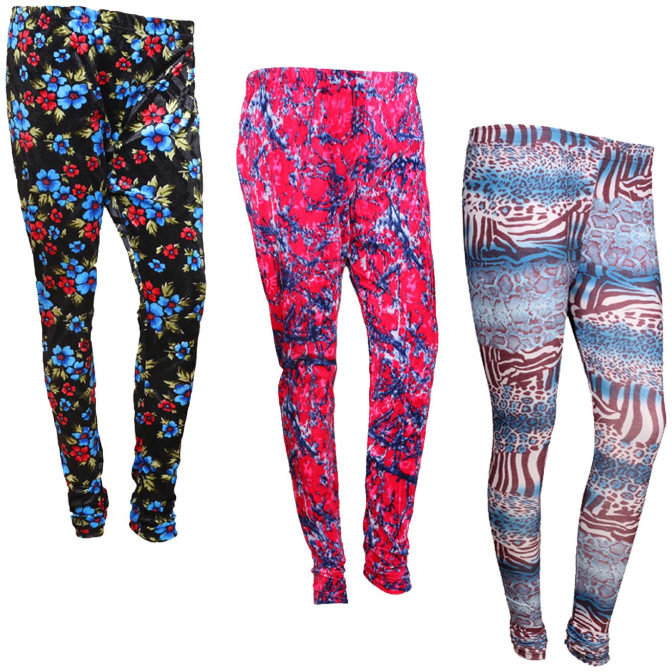 

IndiWeaves Women Cotton Printed Legging and Velvet Printed Leggings (Pack of 3)