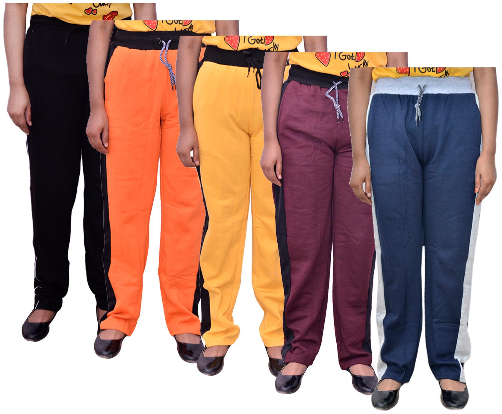 

Indiweaves Women Regular fit Cotton Solid Track pants - Multi
