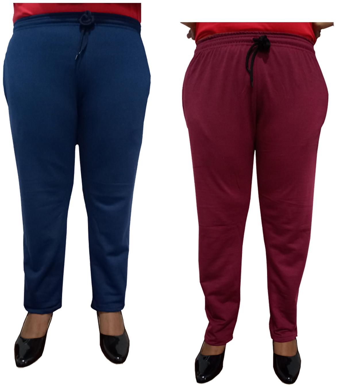 

Indiweaves Women Regular fit Fleece Solid Track pants - Maroon Blue