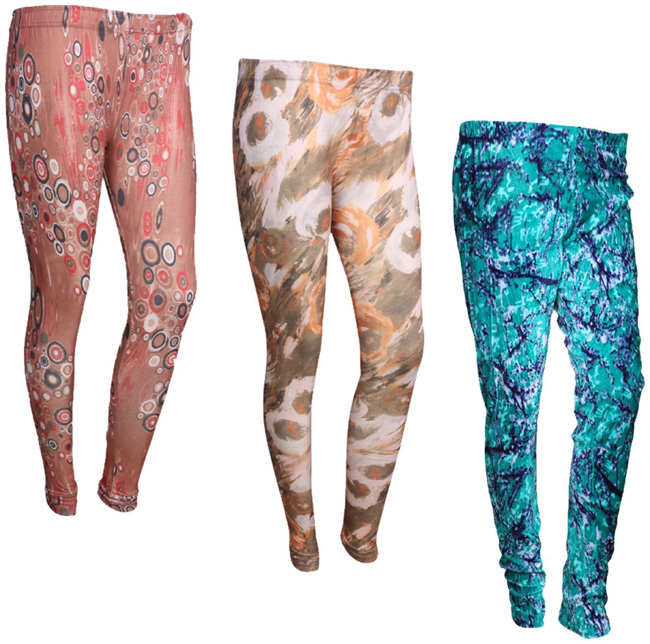 

IndiWeaves Women Cotton Printed Legging and Velvet Printed Leggings (Pack of 3)