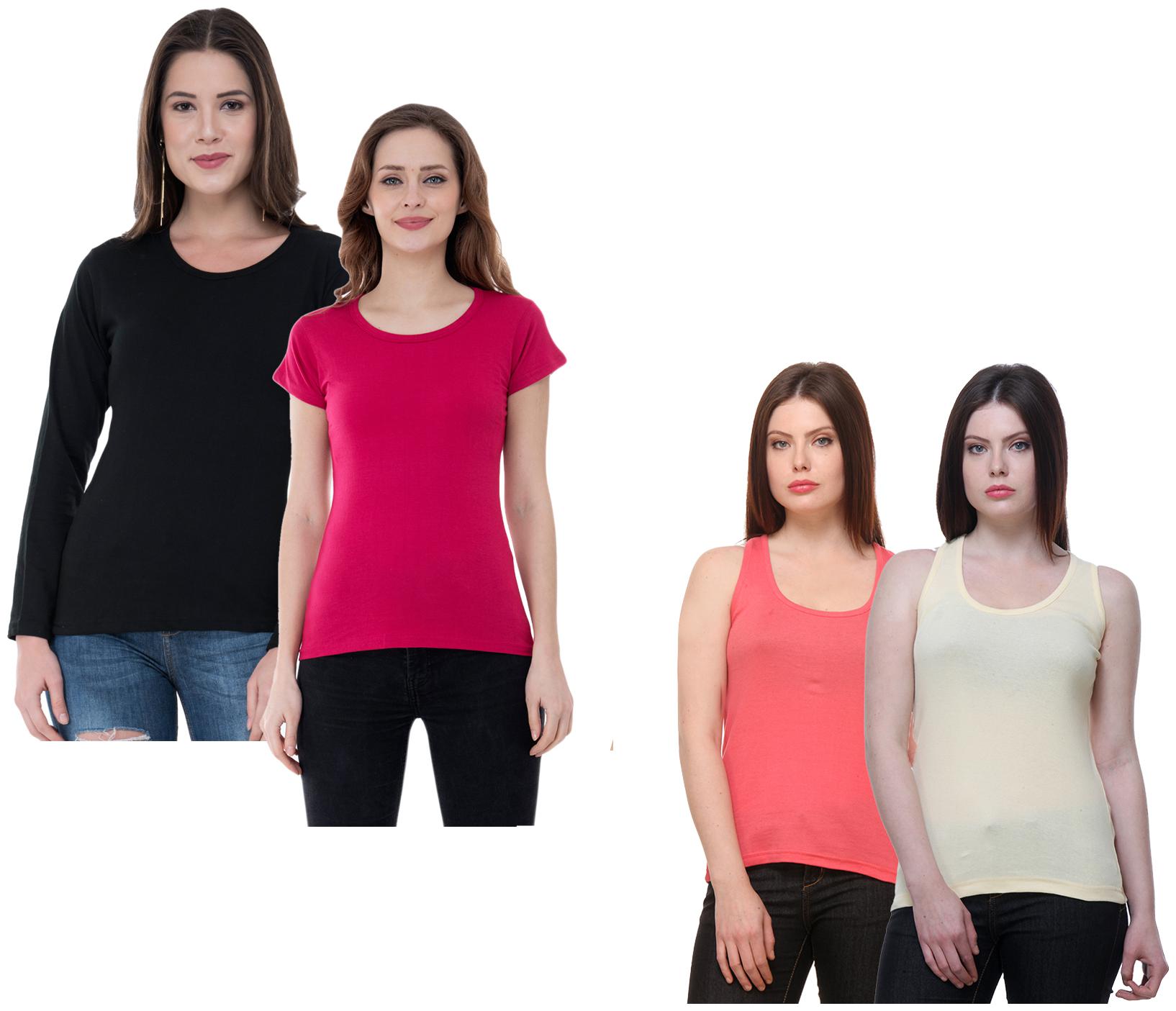 

Indiweaves Women Multi Regular fit Round neck Cotton Tank top
