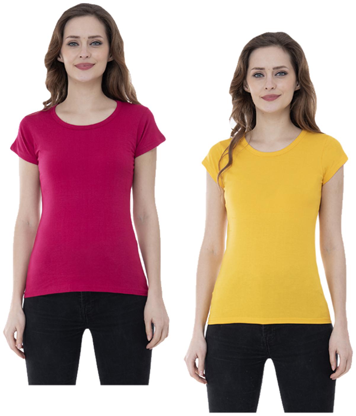 

Indiweaves Women Multi Regular fit Round neck Cotton T shirt