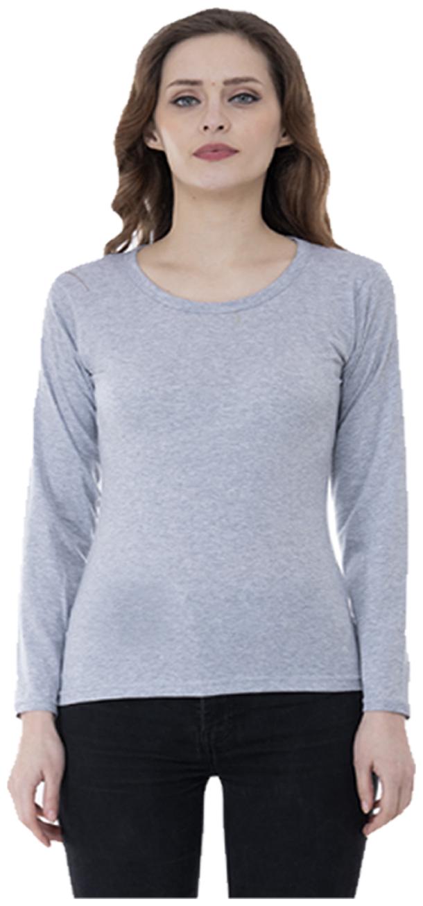 

Indiweaves Women Grey Regular fit Round neck Cotton T shirt