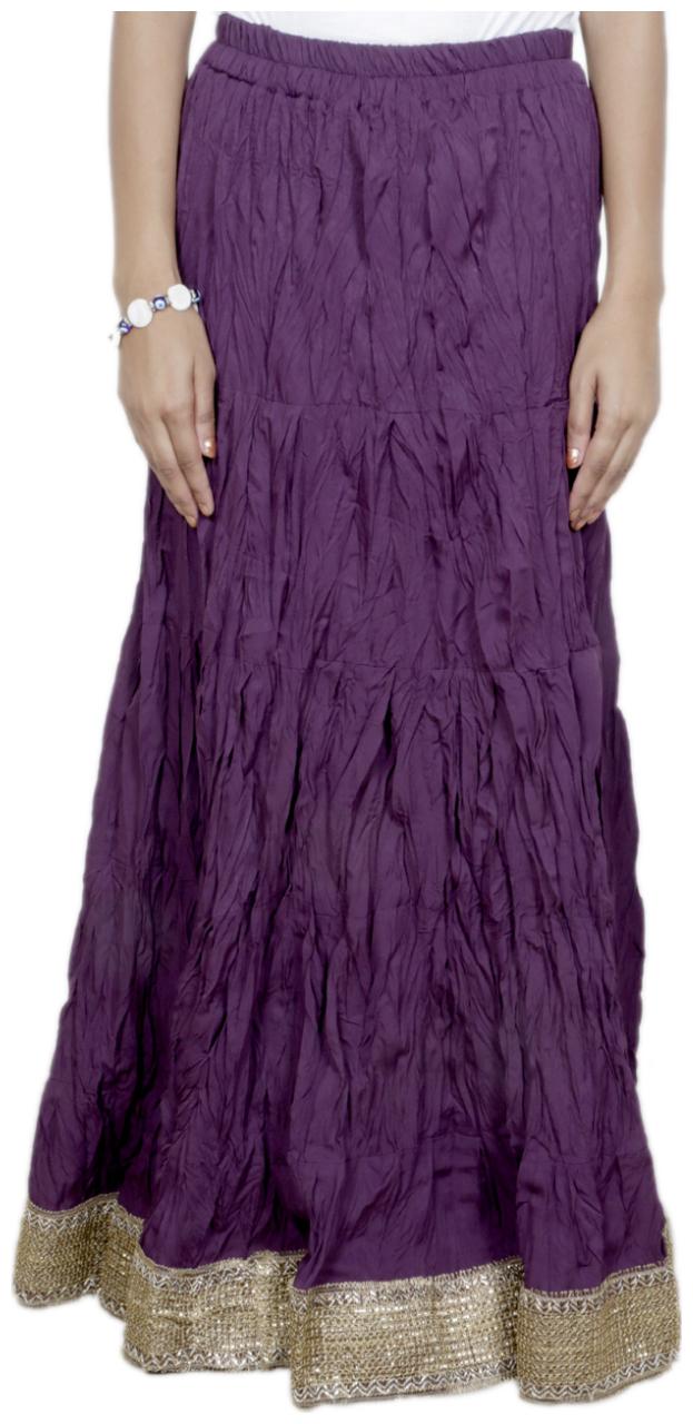 

IndiWeaves Women Cambric Cotton Purple Full Length Skirt