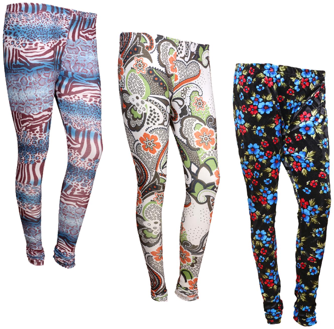 

IndiWeaves Women Cotton Printed Legging and Velvet Printed Leggings (Pack of 3)