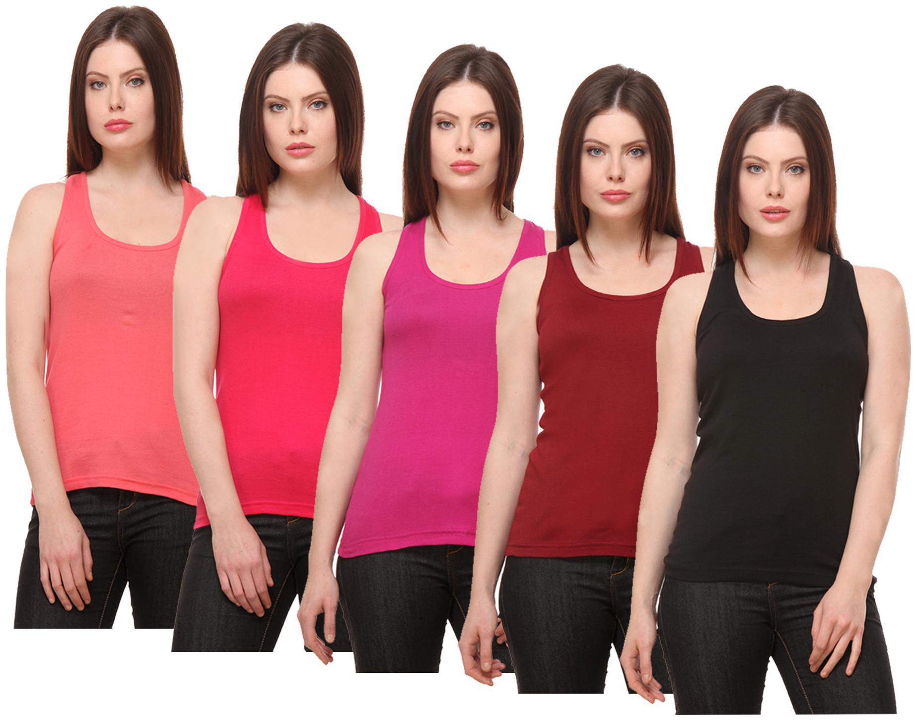 

Indiweaves Women Multi Regular fit Round neck Cotton Tank top