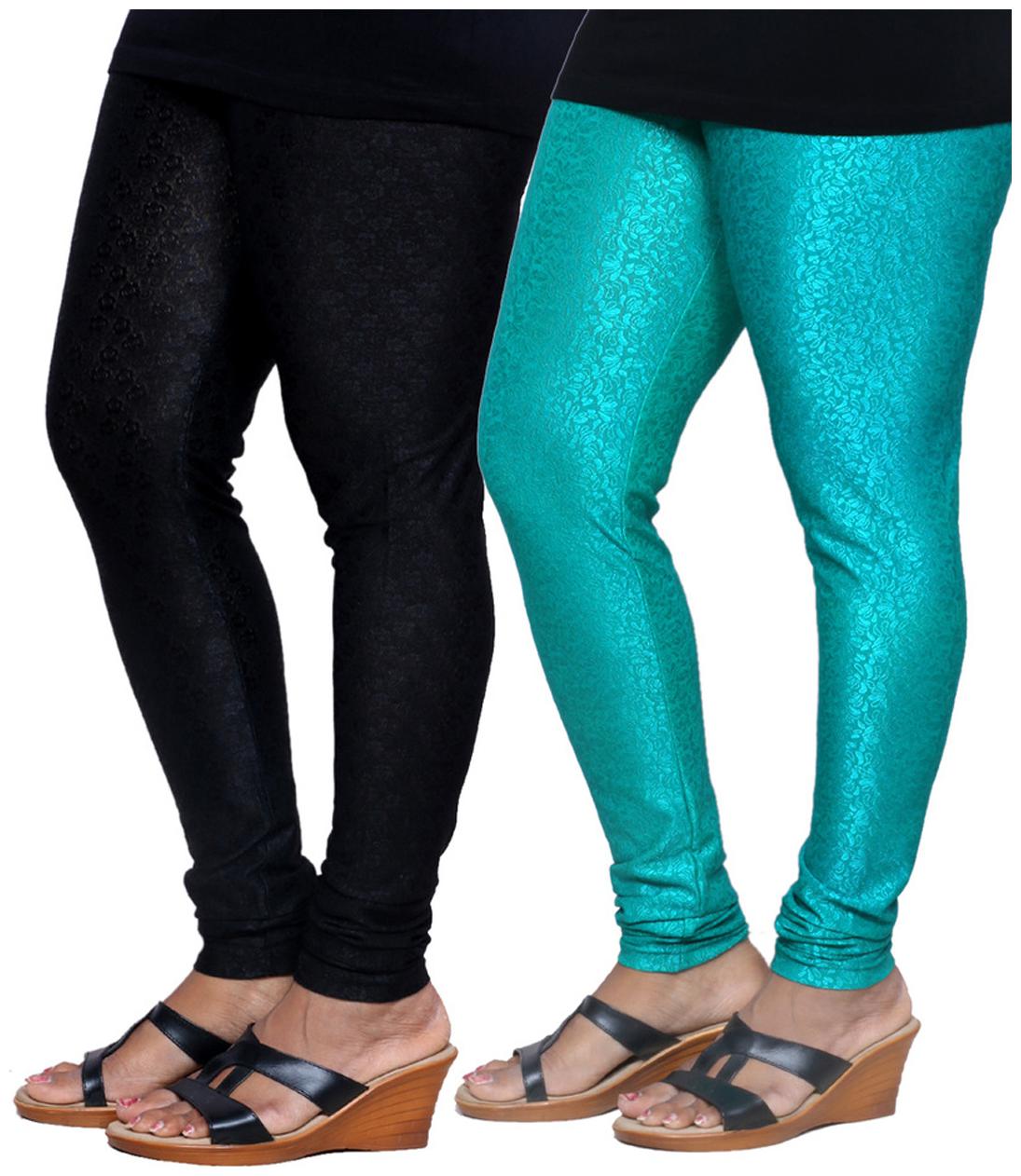 

IndiWeaves Women s Jacquard Legging Combo Of 2