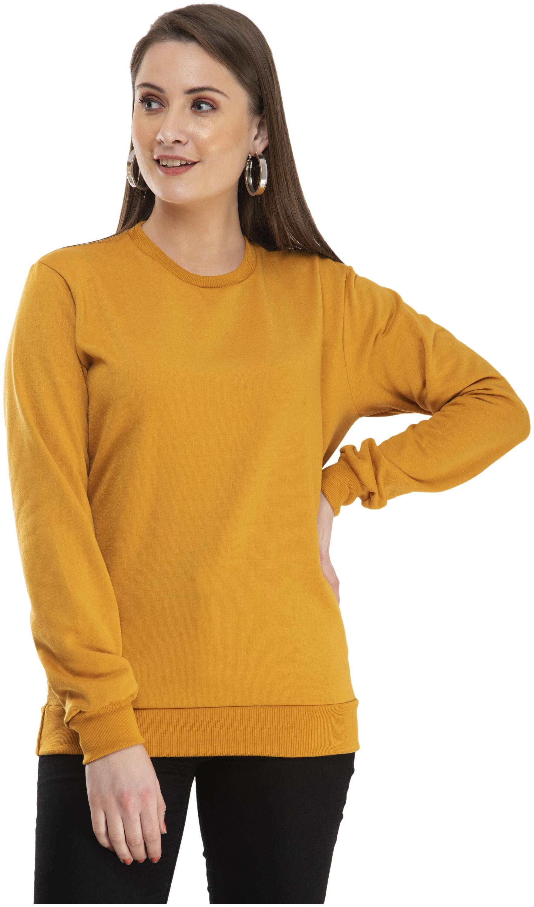 

Indiweaves Women Solid Sweatshirt - Yellow