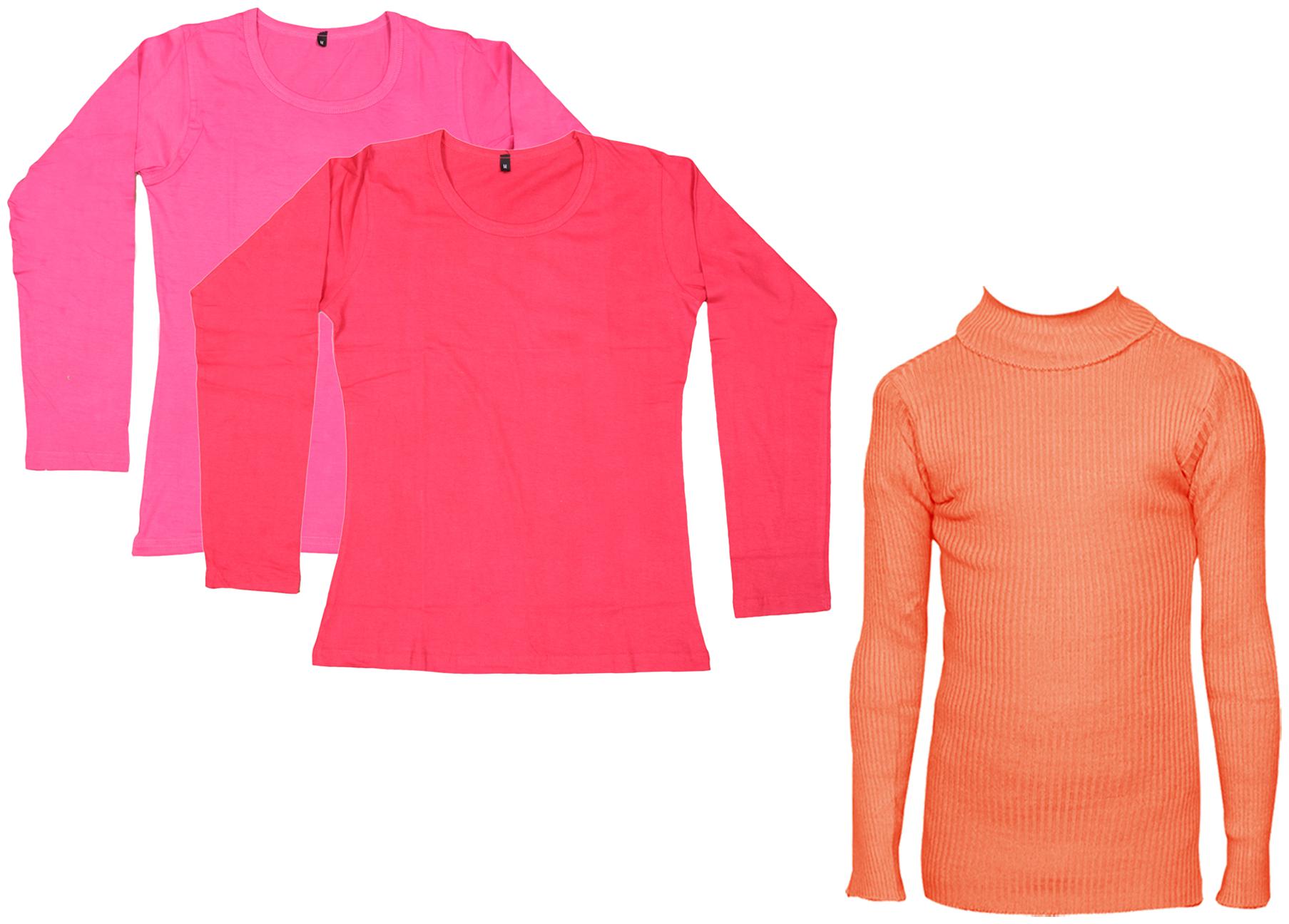 

Indiweaves Women Orange Regular fit Round neck Cotton T shirt