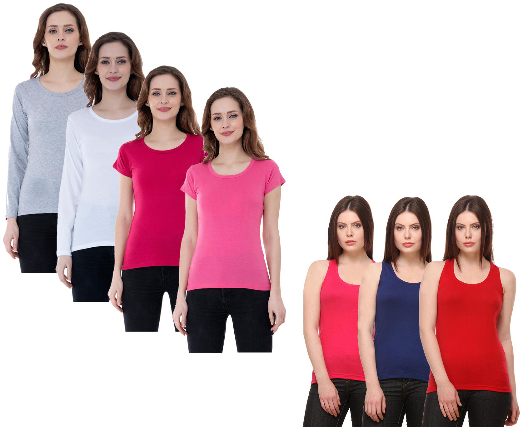 

Indiweaves Women Multi Regular fit Round neck Cotton Tank top