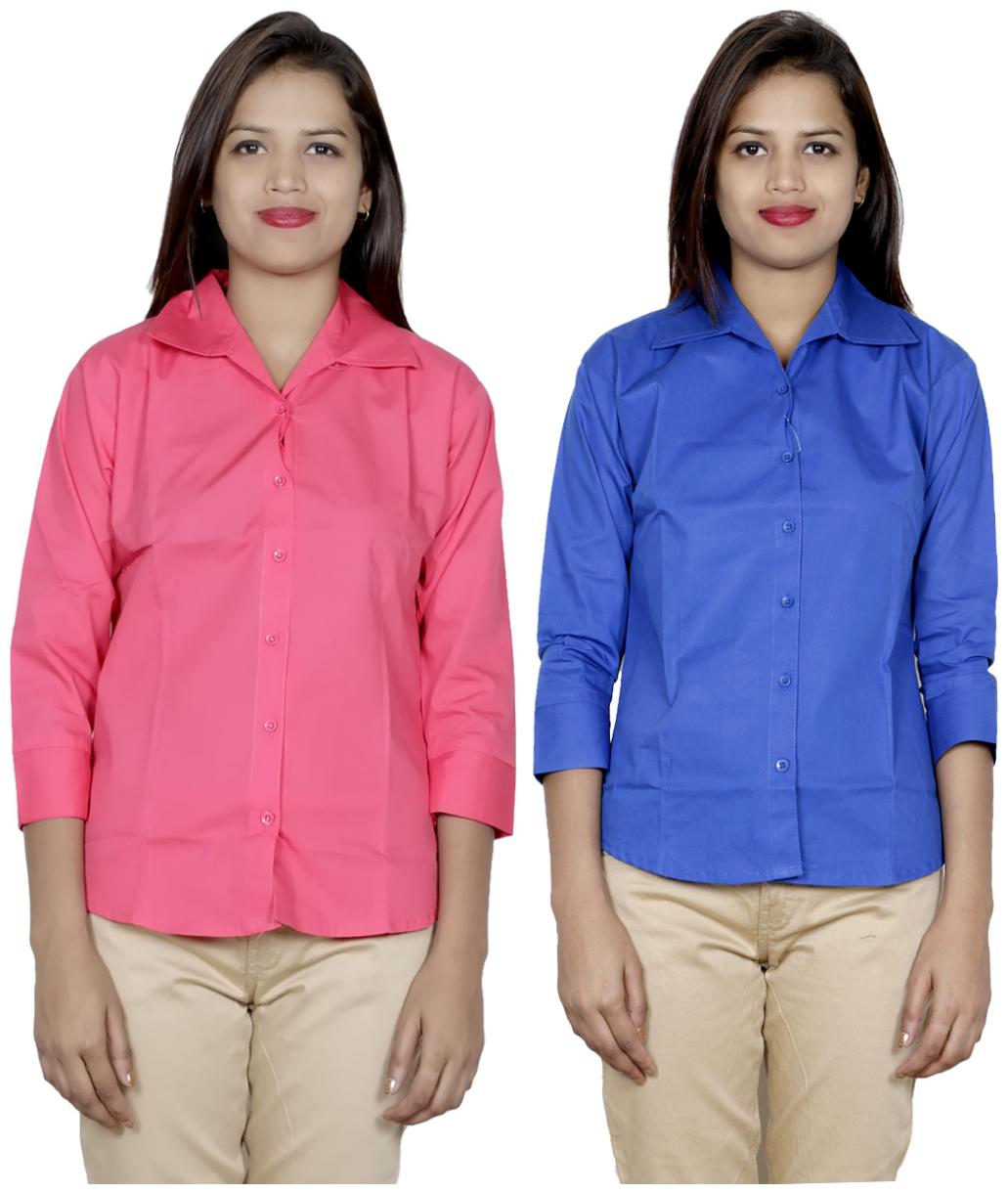 

Indiweaves Women Pink Solid Regular Fit Shirt