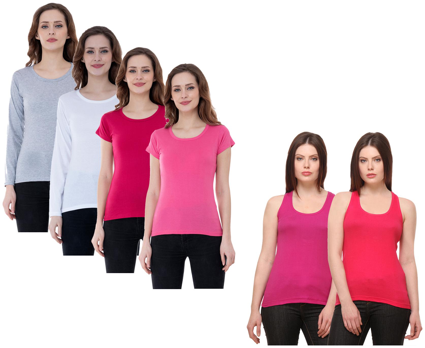 

Indiweaves Women Multi Regular fit Round neck Cotton Tank top