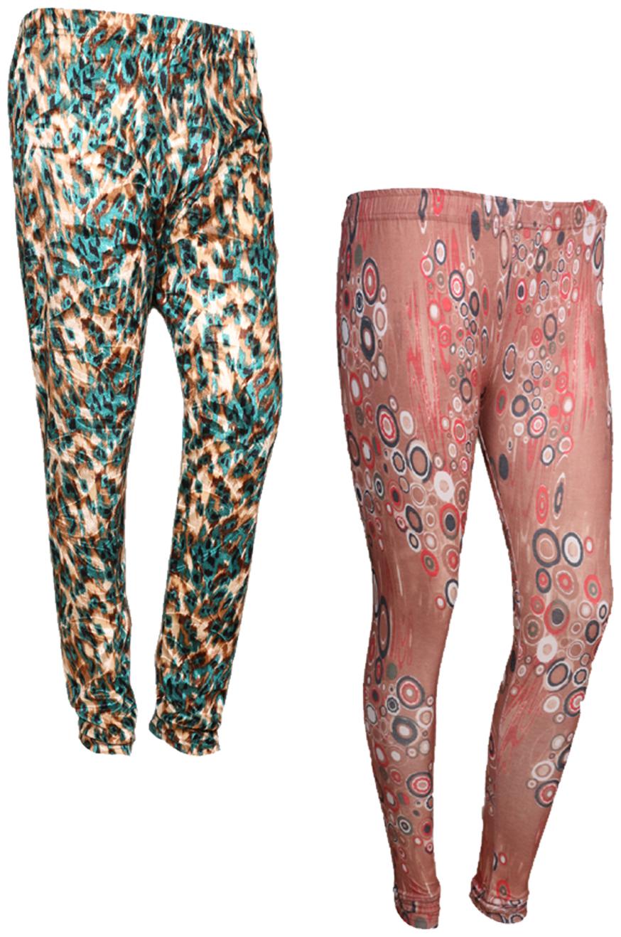 

IndiWeaves Women Cotton Printed Legging and Velvet Printed Leggings (Pack of 2)