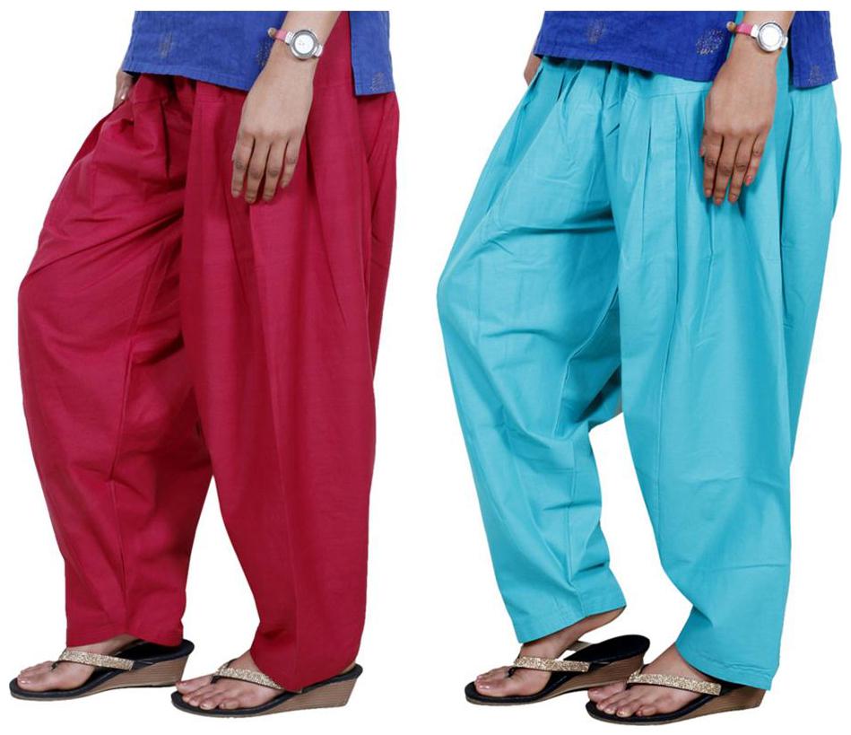 

Indiweaves Cotton Patiala - Red