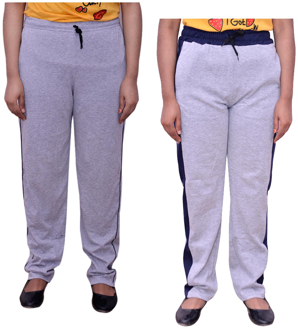 

Indiweaves Women Regular fit Cotton Solid Track pants - Grey