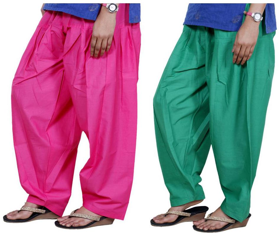 

Indiweaves Cotton Patiala - Pink