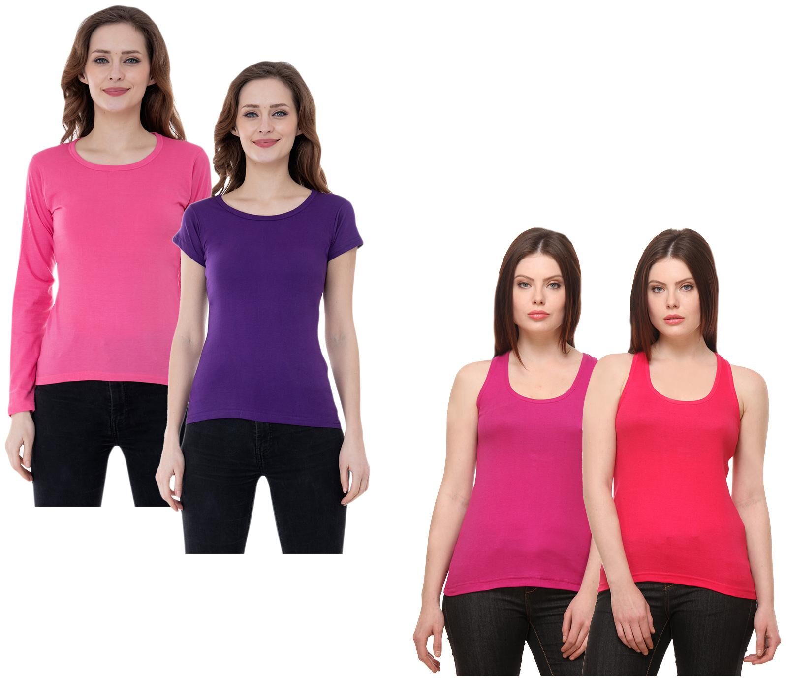 

Indiweaves Women Multi Regular fit Round neck Cotton Tank top