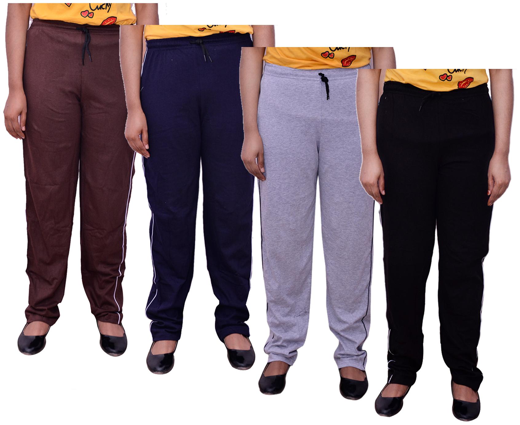 

Indiweaves Women Regular fit Cotton Solid Track pants - Multi