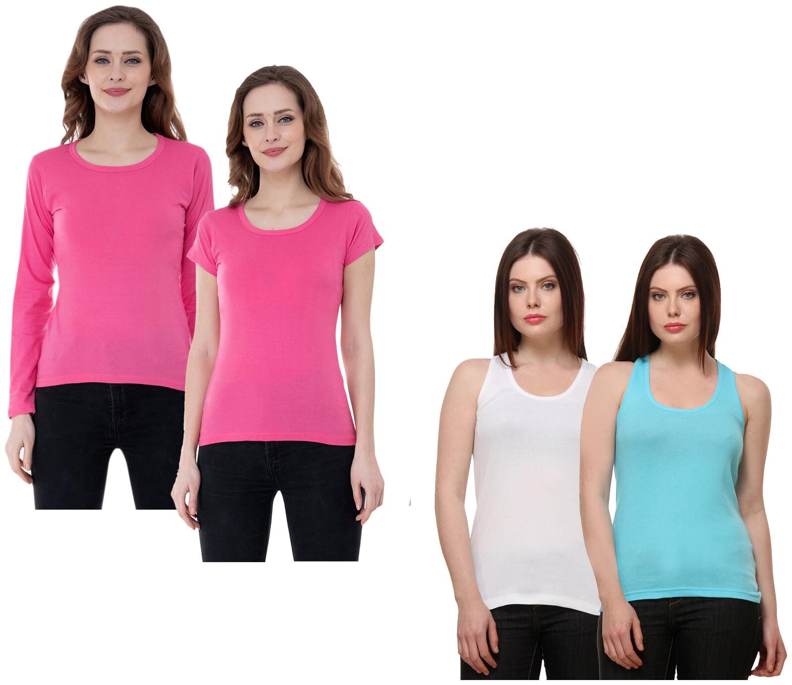 

Indiweaves Women Multi Regular fit Round neck Cotton Tank top
