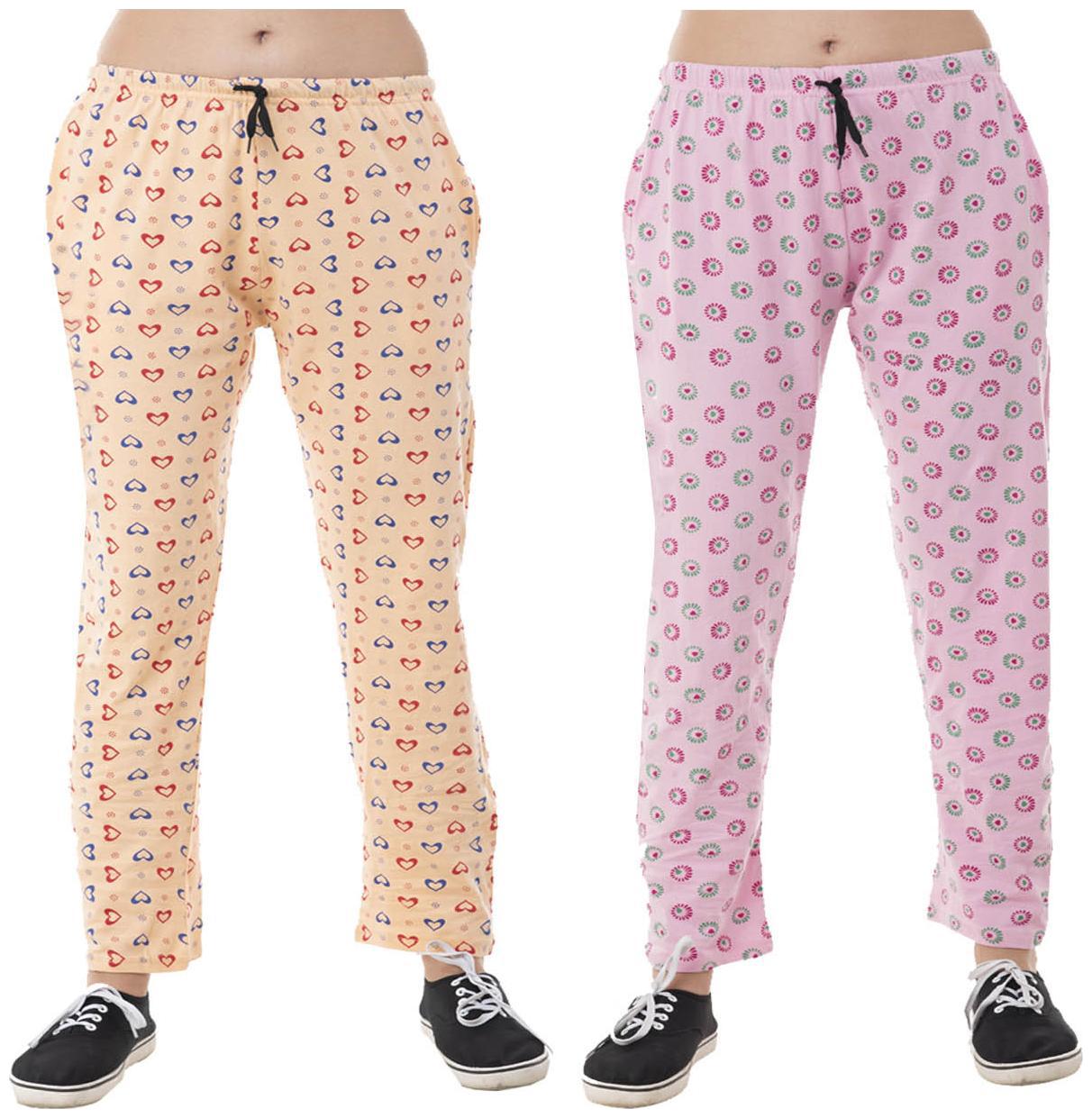 

Indiweaves Women Regular fit Cotton Printed Track pants - Pink