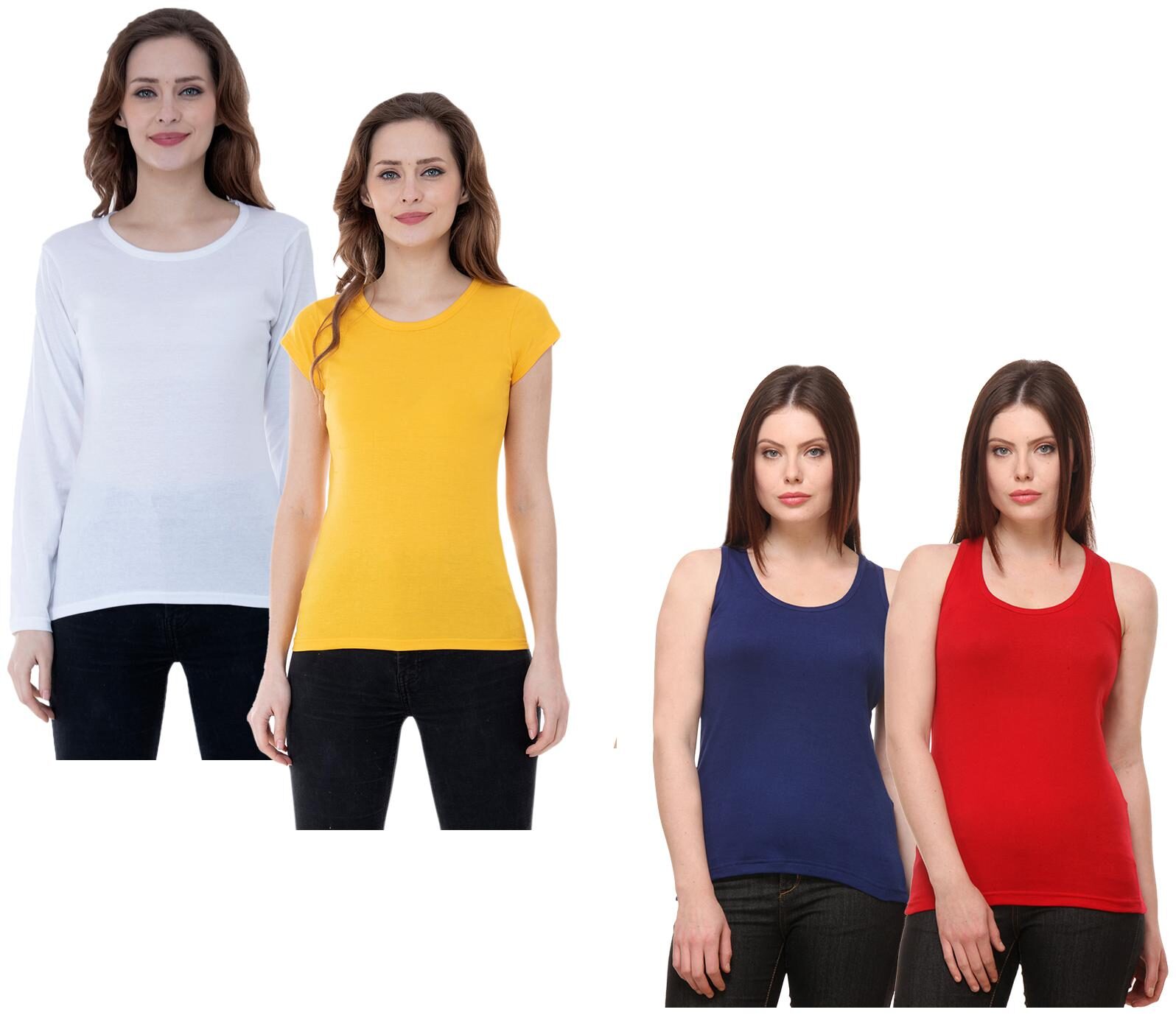 

Indiweaves Women Multi Regular fit Round neck Cotton Tank top