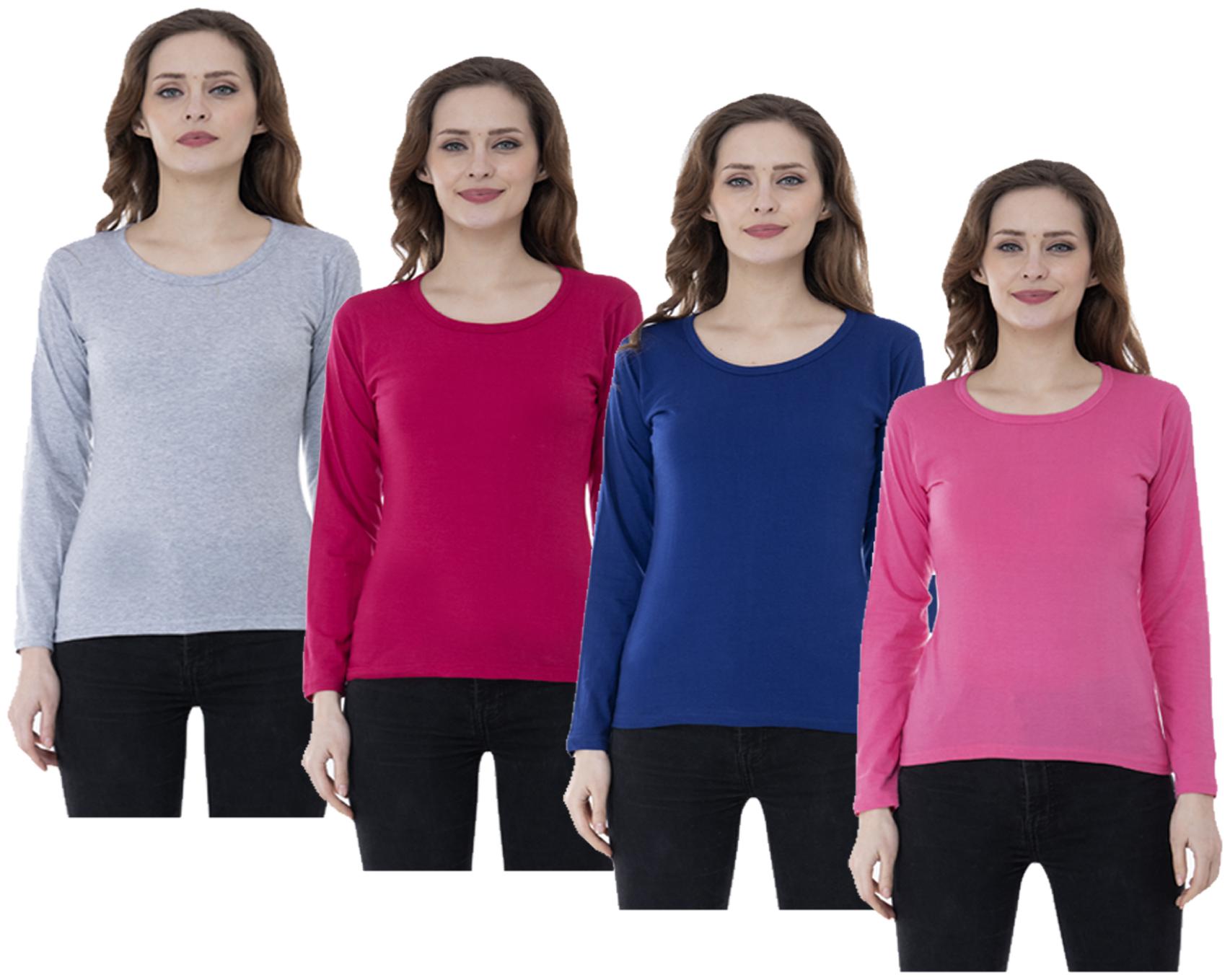 

Indiweaves Women Multi Regular fit Round neck Cotton T shirt