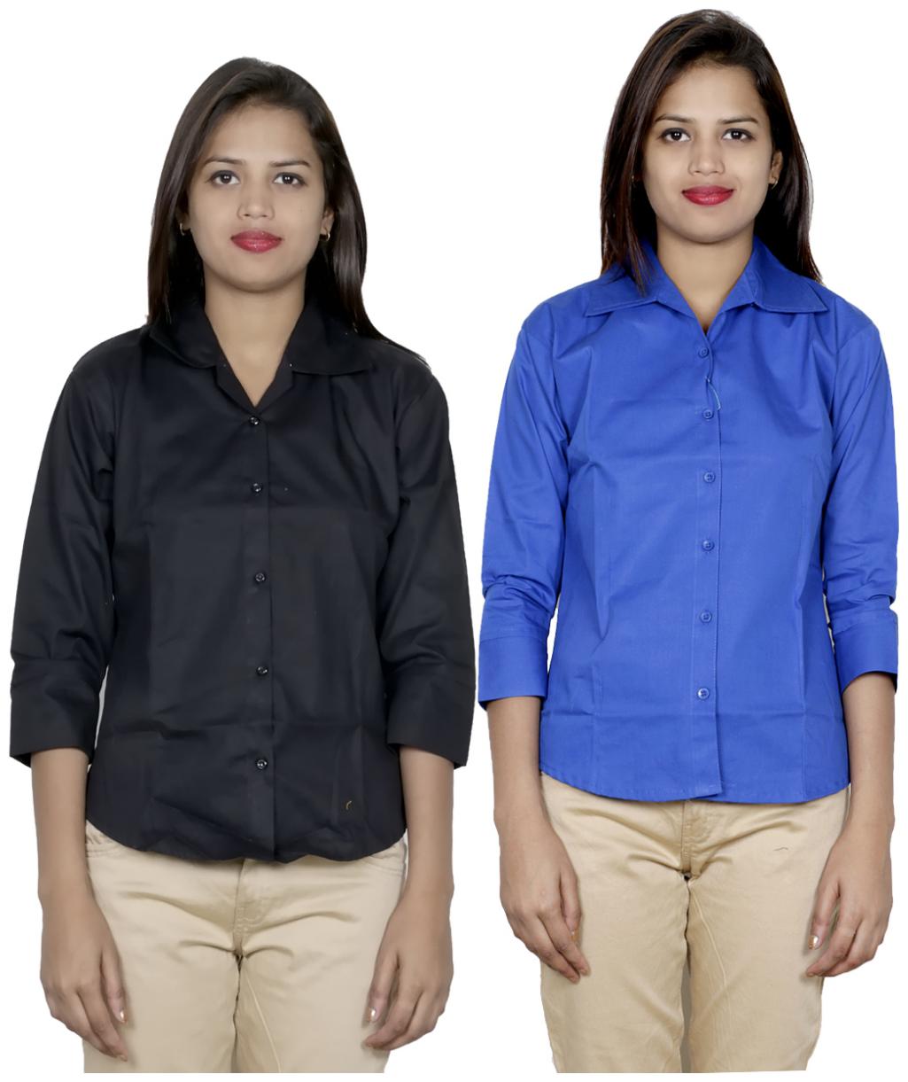 

Indiweaves Women Black Solid Regular Fit Shirt