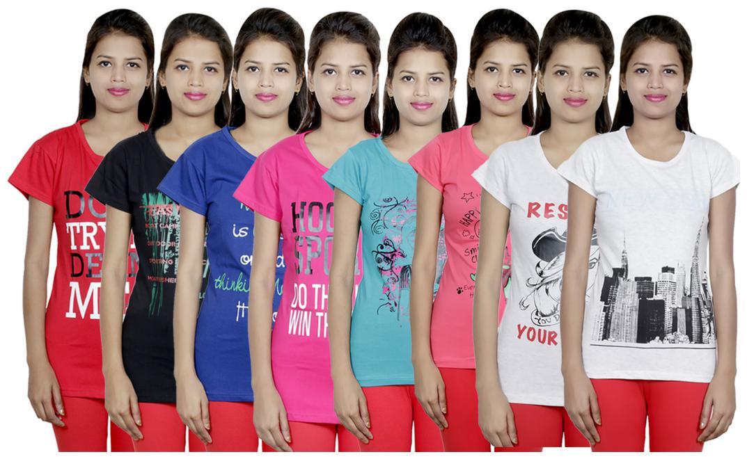 

IndiWeaves Women s Cotton Printed T-Shirts COMBO OFFER ( Pack of 8 T-Shirts)